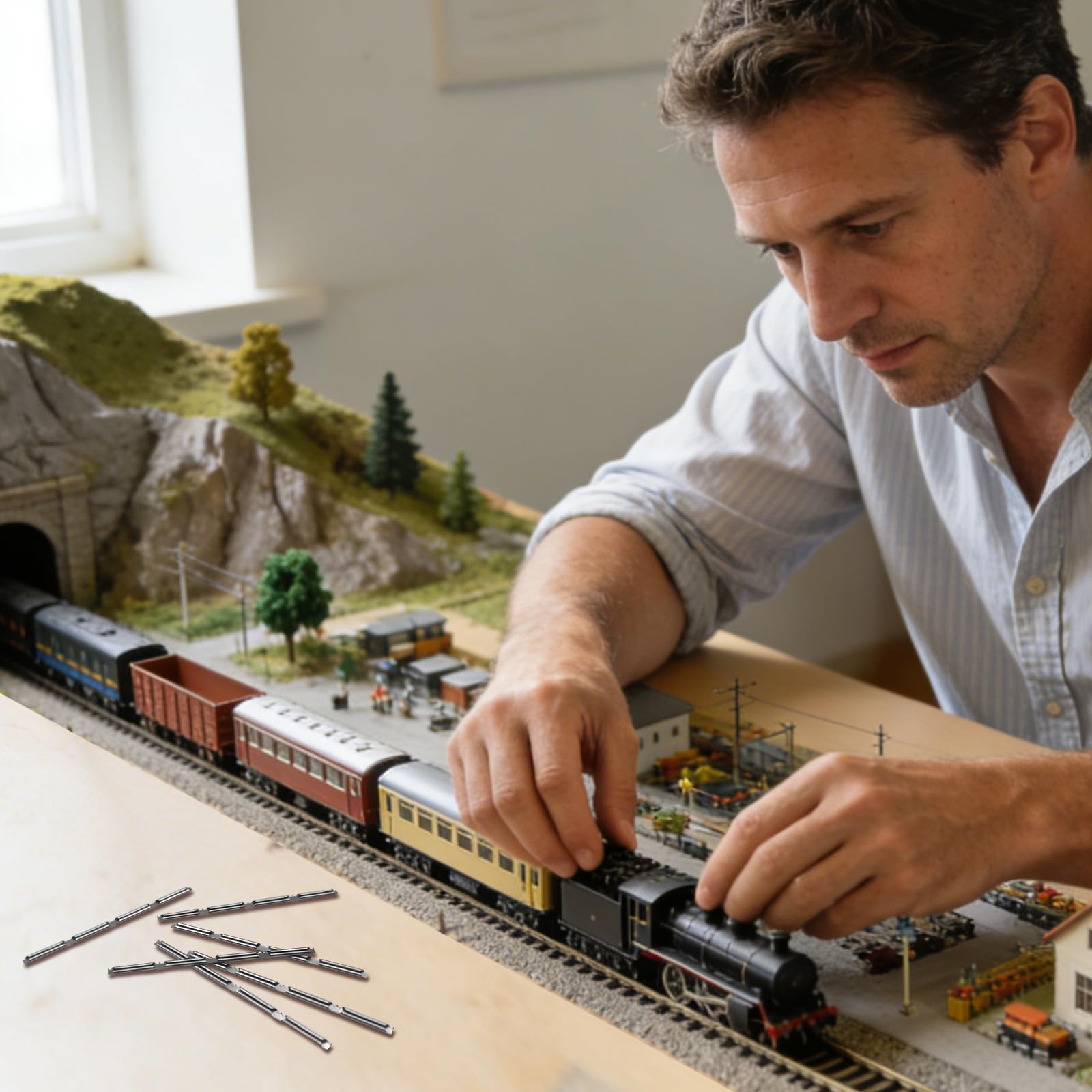 96Pcs universale HO Scale Rail Joiners per binario C, nichel argento treno pista accessori modello ferroviario connettori elettrici