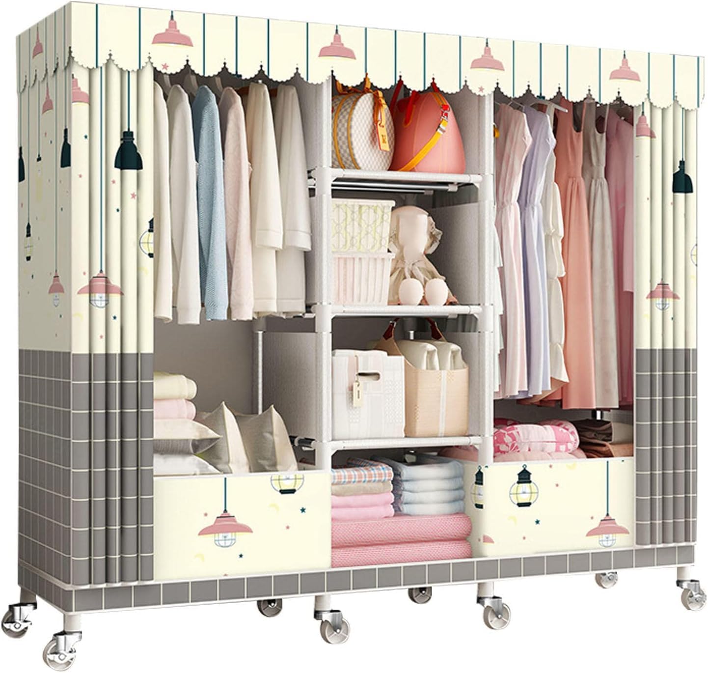 Organisateur de rangement pour vêtements en toile idéal pour meubler un studio ou une chambre