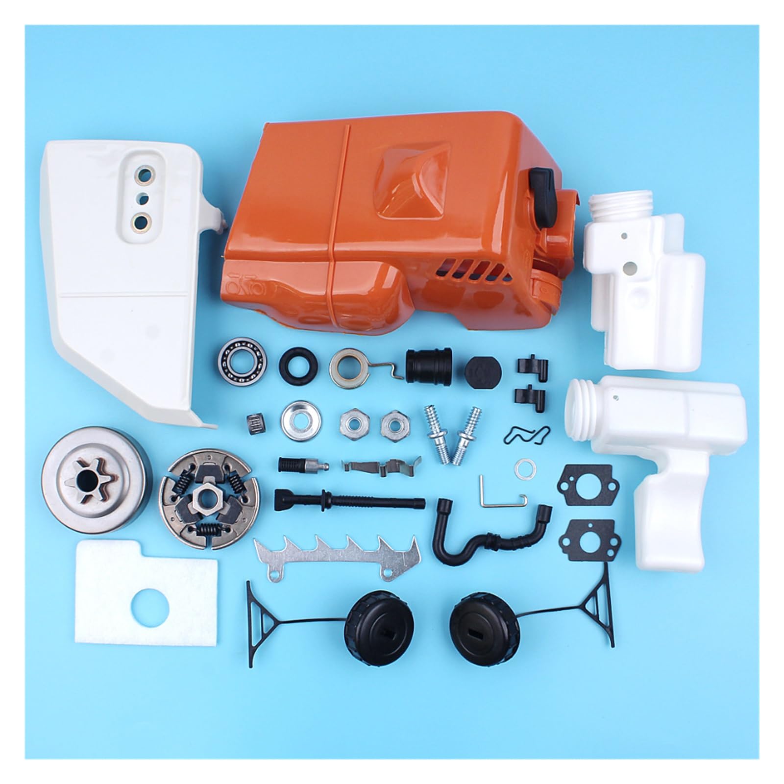 Cubierta de piñón embrague, tambor, filtro aire y combustible, Kit tapa tanque for Stihl 017 018 MS170 MS180, motosierra con engranaje Wrom espárrago línea