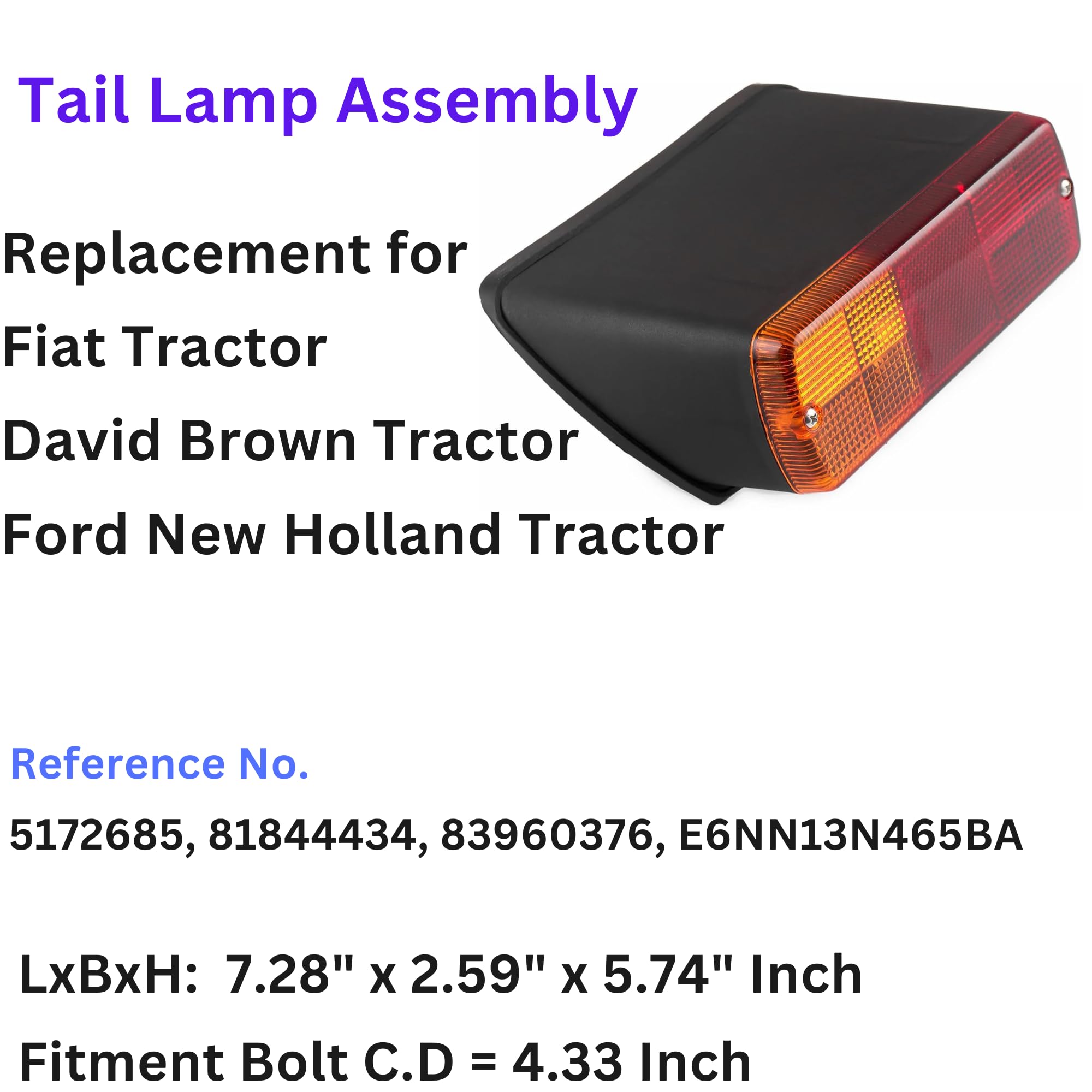 Fanali Posteriori Anteriori Coppia di fanali Posteriori combinati Gruppo Lampada Adatto per David Brown | Fiat | Trattori Ford New Holland (Rosso/Ambra)