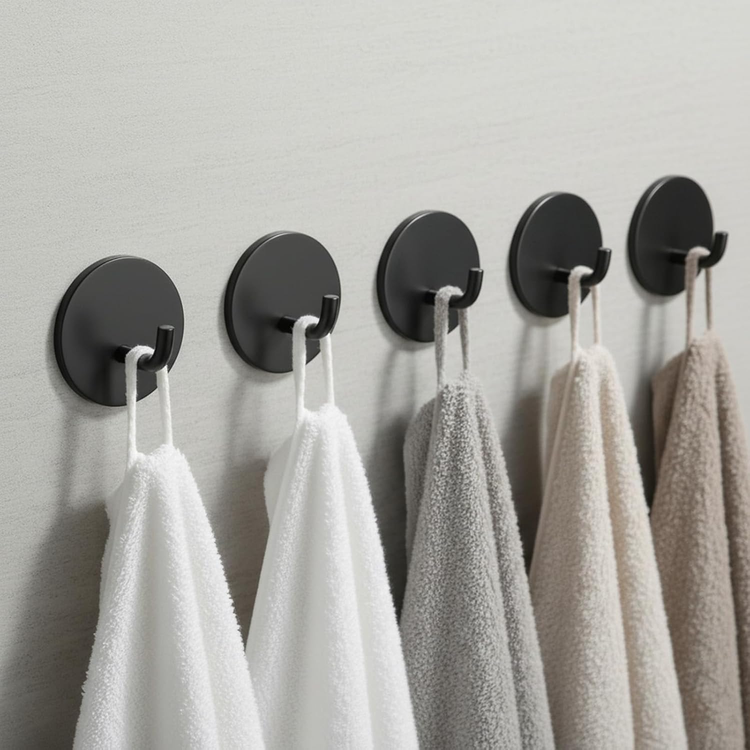 5 Pack Adhesive Wall Hooks-No Drill Self-Adhesive Stick for Hanging, Heavy Wall Sticky Hooks Hanger for Kitchen Bathroom