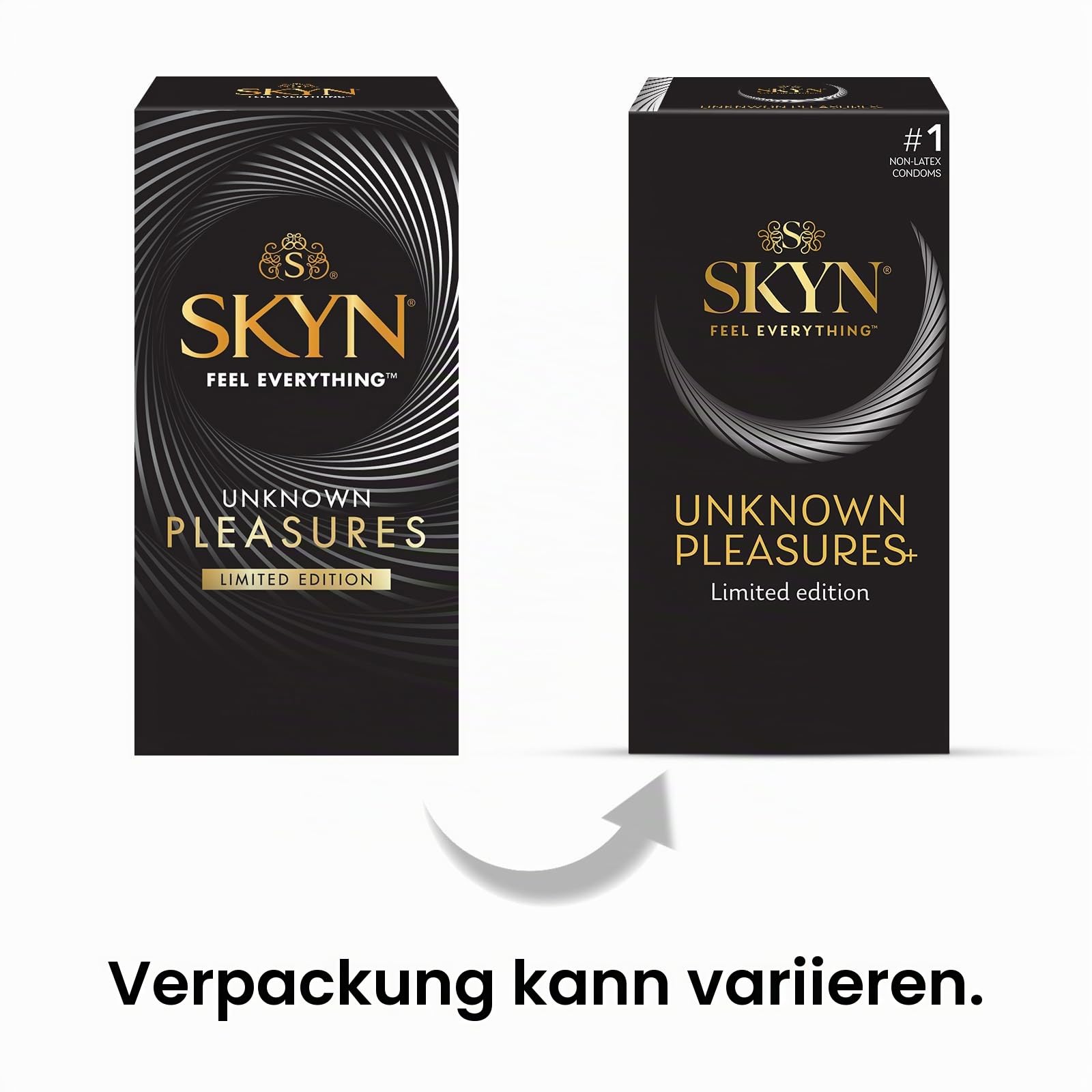 SKYN Unbekannt Pleasures Kondome für Männer, mit glatter und strukturierter Oberfläche, latexfrei, SKYNFEEL-Technologie, geschmiert, 53 mm Nennbreite
