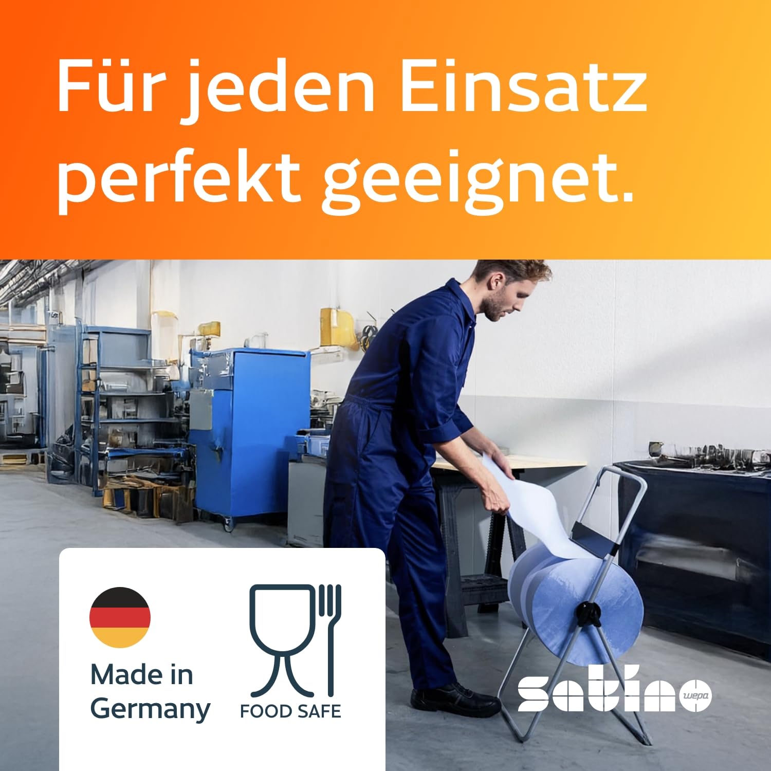 2 x Putzrolle blau – 2 x 1.000 Blatt – 2-lagig – 43% höhere Reißfestigkeit & 15% mehr Saugkraft als sein Vorgänger – Maße: 36,5 x 35 cm, Ø: 29 cm, Höhe: 36,5 cm - Made in Germany – blaue Putztücher