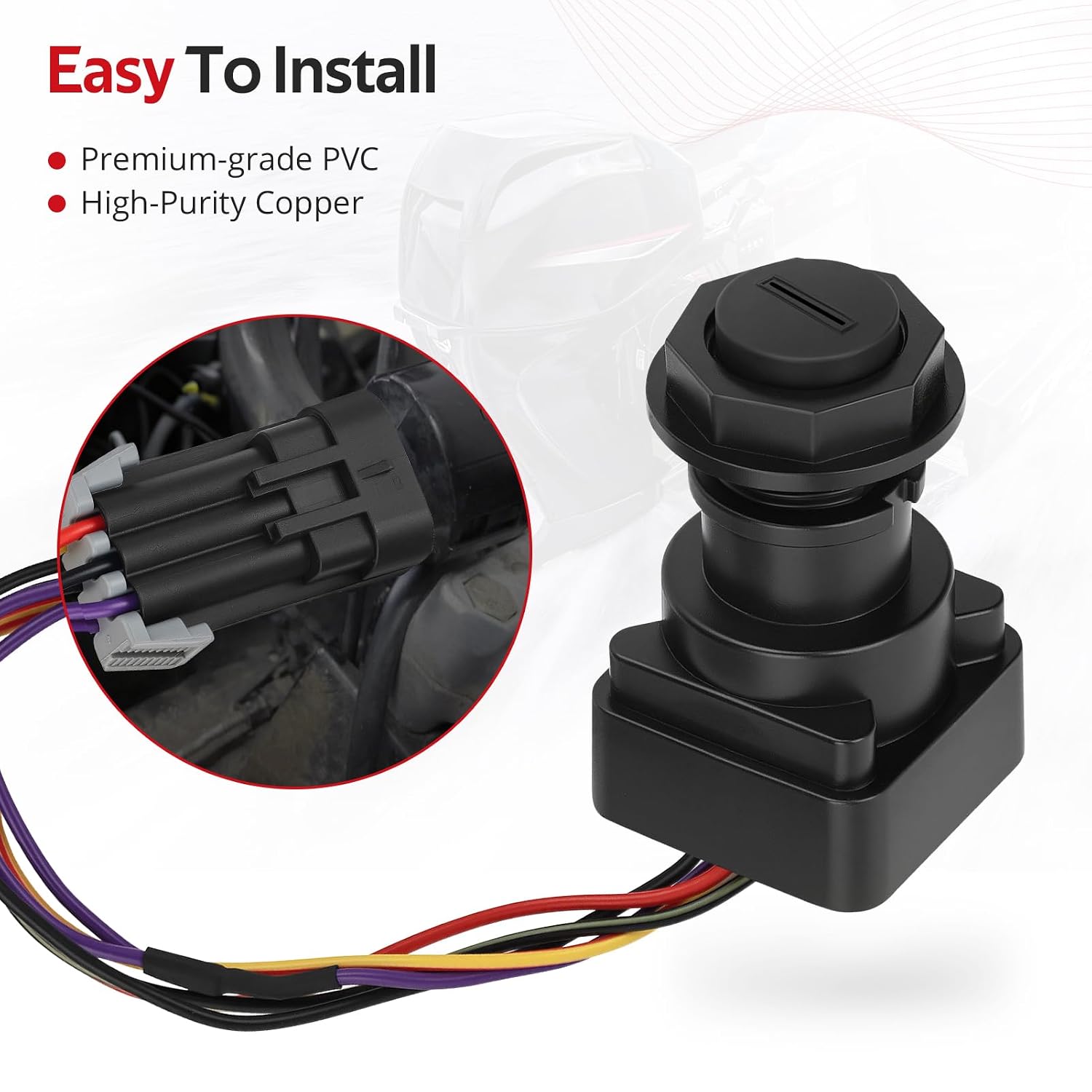 JAVIK 3-Position Ignition Key Switch for Mercury Marine Quicksilver Outboard HP 200 225 250 300 for Mercury 40 50 60 for Race Outboard 200 225 250 300 O.E.M# 87-897716K01 897716 8M0059686