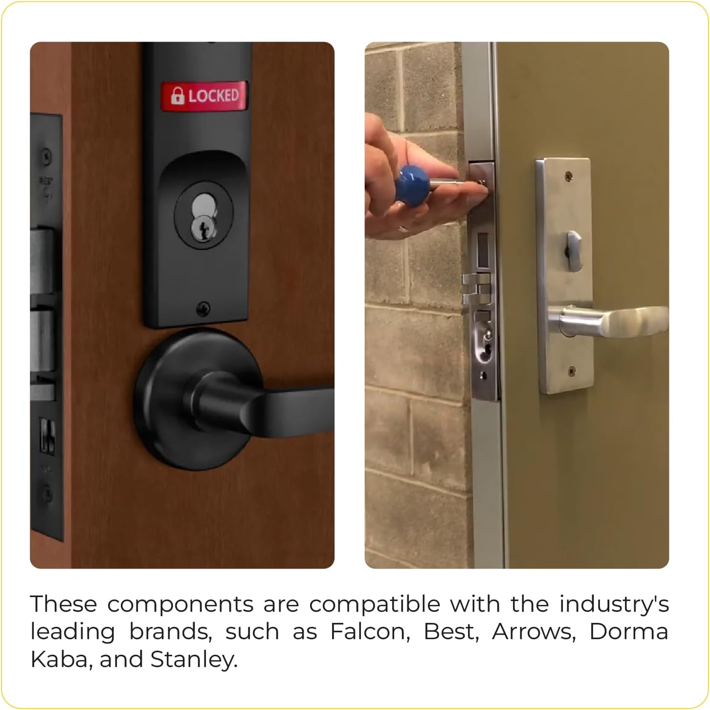 Key4less SFIC 7-Pin Mortise Cylinder Housing – Satin Chrome (26D), Solid Brass – Interchangeable Core (IC) Housing Only – Includes AR & Standard Cam – Fits Standard Mortise Lock
