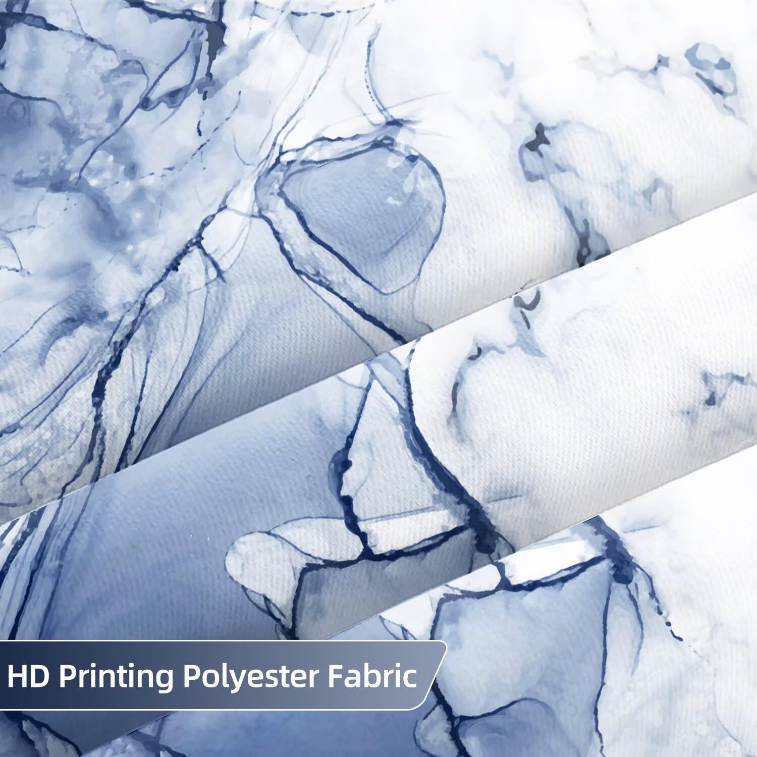 Grey Blue Blackout Curtains 45 inches Long 2 Panel for Kitchen Ombre Blue Marble Modern Ink Art Curtain for Dorm Hotel Room Darkening Grommet Window Drapes 21"x45"