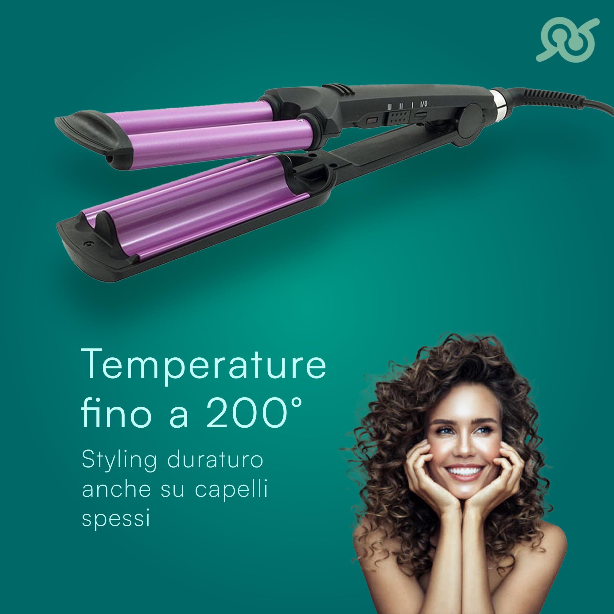 TEMPO DI SALDI Piastra Arricciacapelli professionale a 3 tubi, Max 200°C con Temperature Regolabile 120-160-200°C, Piastra Onde per Capelli per Acconciatura effetto Beach Waves Veloce e Duratura