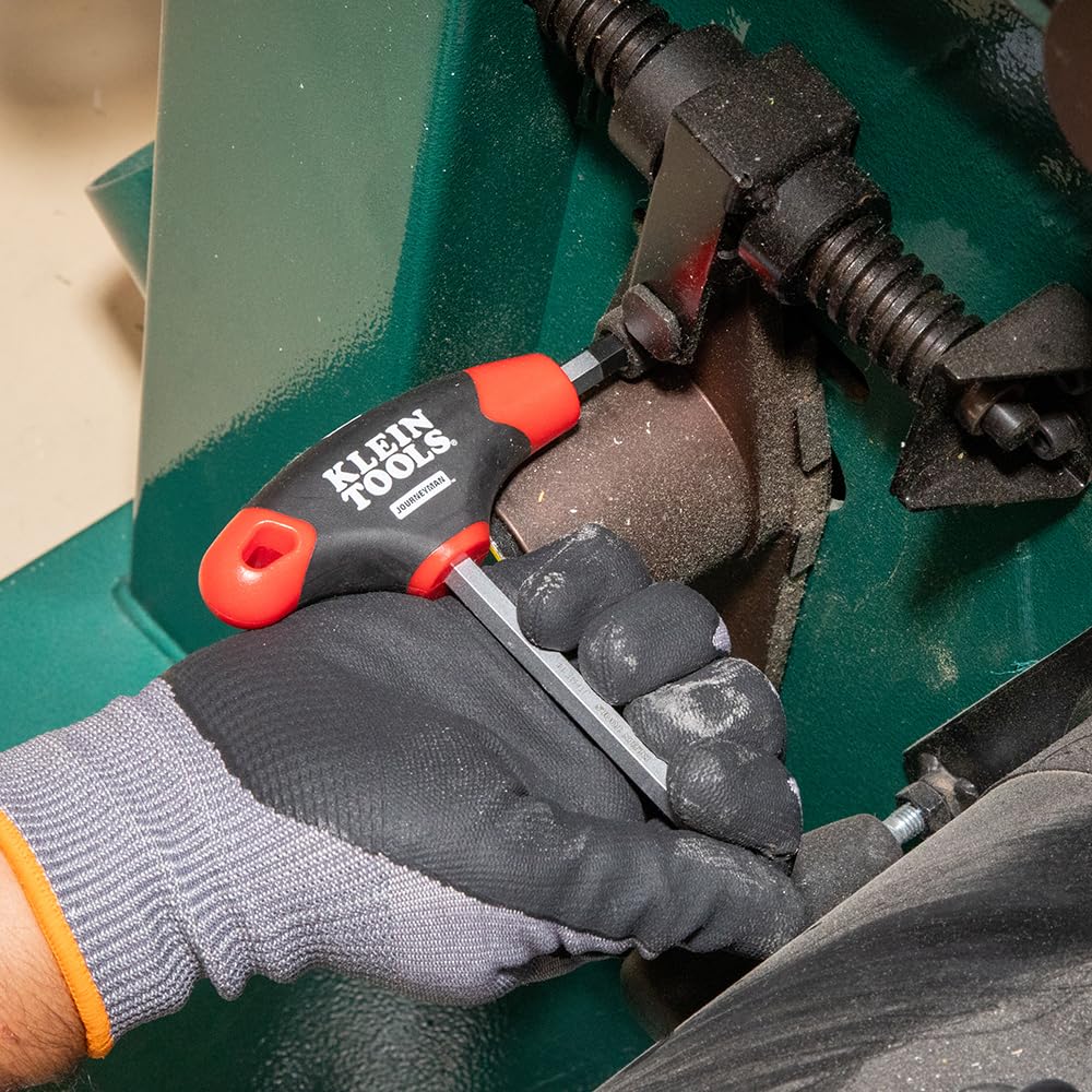 KLEIN TOOLS JTH410E Zestaw kluczy sześciokątnych z uchwytem T, SAE w rozmiarze calowym zestaw kluczy imbusowych z 4-calowymi ostrzami, stojak w zestawie, 10-częściowy