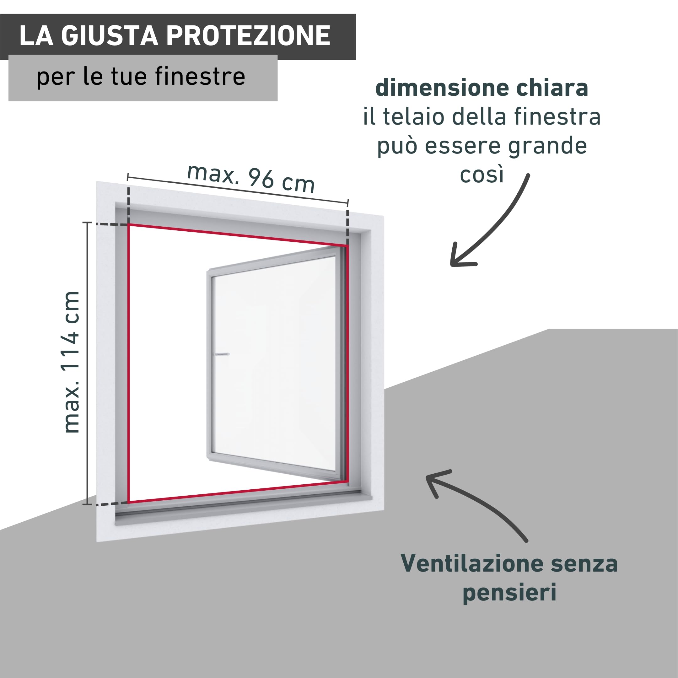 Windhager Zanzariera Magnetica con Protezione Contro i pollini, per finestre, Telaio con Tessuto antipolline, zanzariera Magnetica, 100 x 120 cm, Antracite
