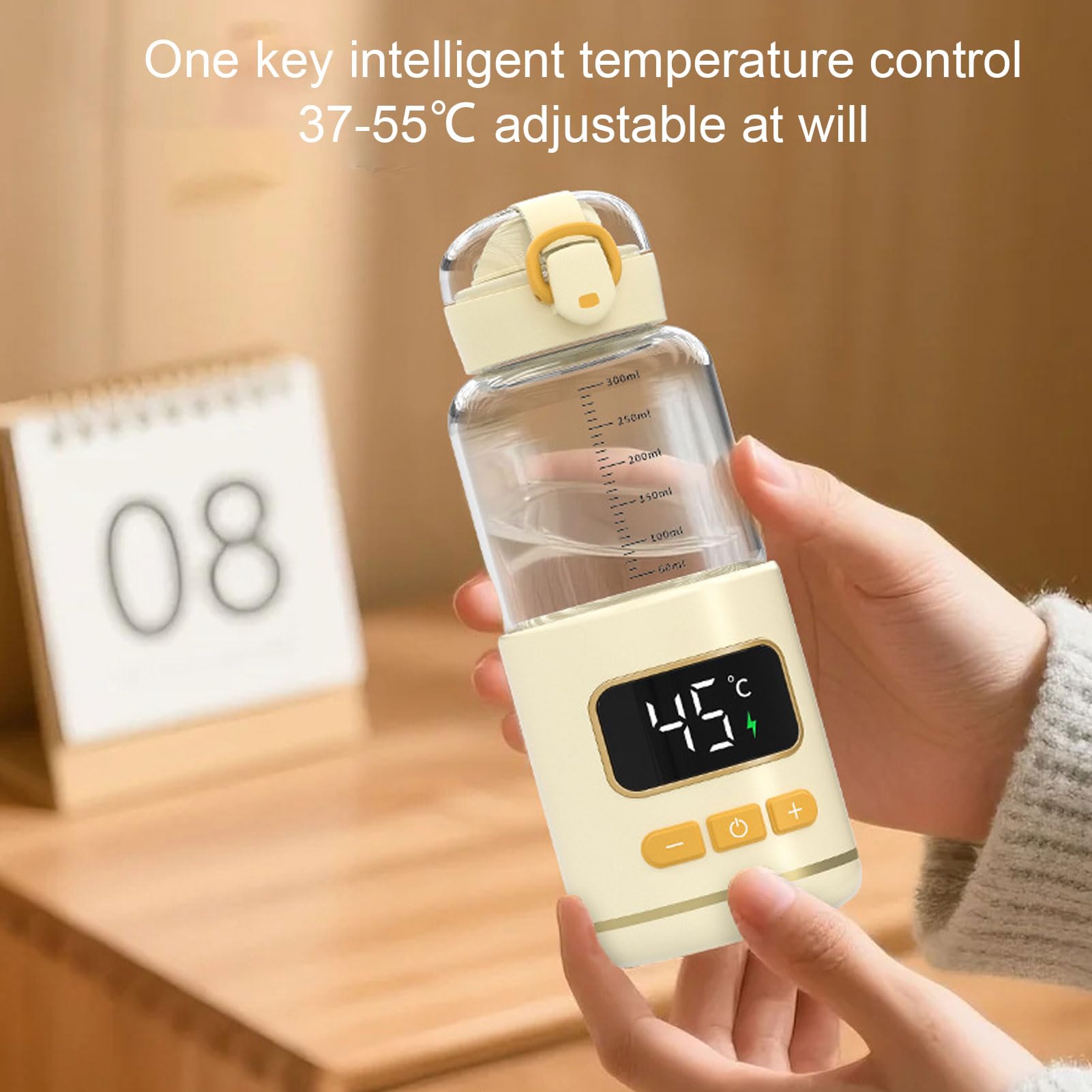 Fafeicy Calentador de Leche Portátil, Calentador de Botellas de Viaje, Calentador de Biberones con Batería de 15000 MAh, Calefacción Rápida para la Fórmula de Leche Materna Agua y Jugo