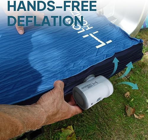 Miniatura 6 de LOSTHORIZON Colchón de campamento de aire y espuma, almohadilla de dormir autoinflable, 4.5 pulgadas de grosor, con bomba de aire, cuna