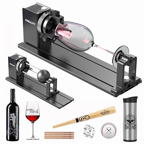 Creality Laser Rotary Roller Pro, Laser Rotary Roller 3 in 1 Multi-Function Engraving Accessories for Laser Engraver, Jaw Chuck Rotary for Engraving Cylindrical Objects, Wine Glass, Baseball Bat, Ring
