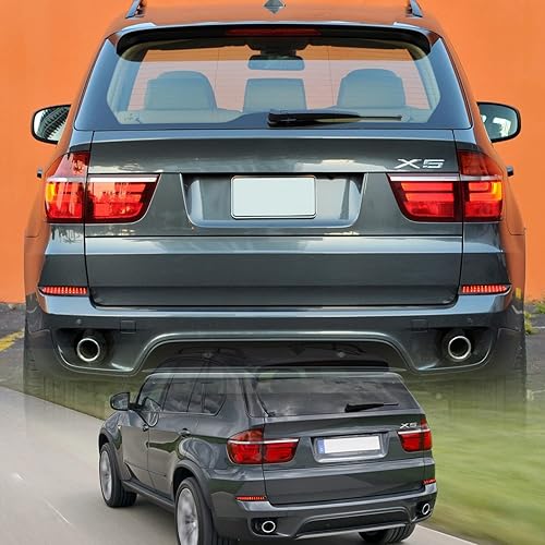 Miniatura 7 de NSLUMO Luces reflectoras LED para parachoques trasero 2010-2013 B-MW X5 E70 LCI sin M Sprots Red Led Tail Driving Parking Lamps Full Strip LED