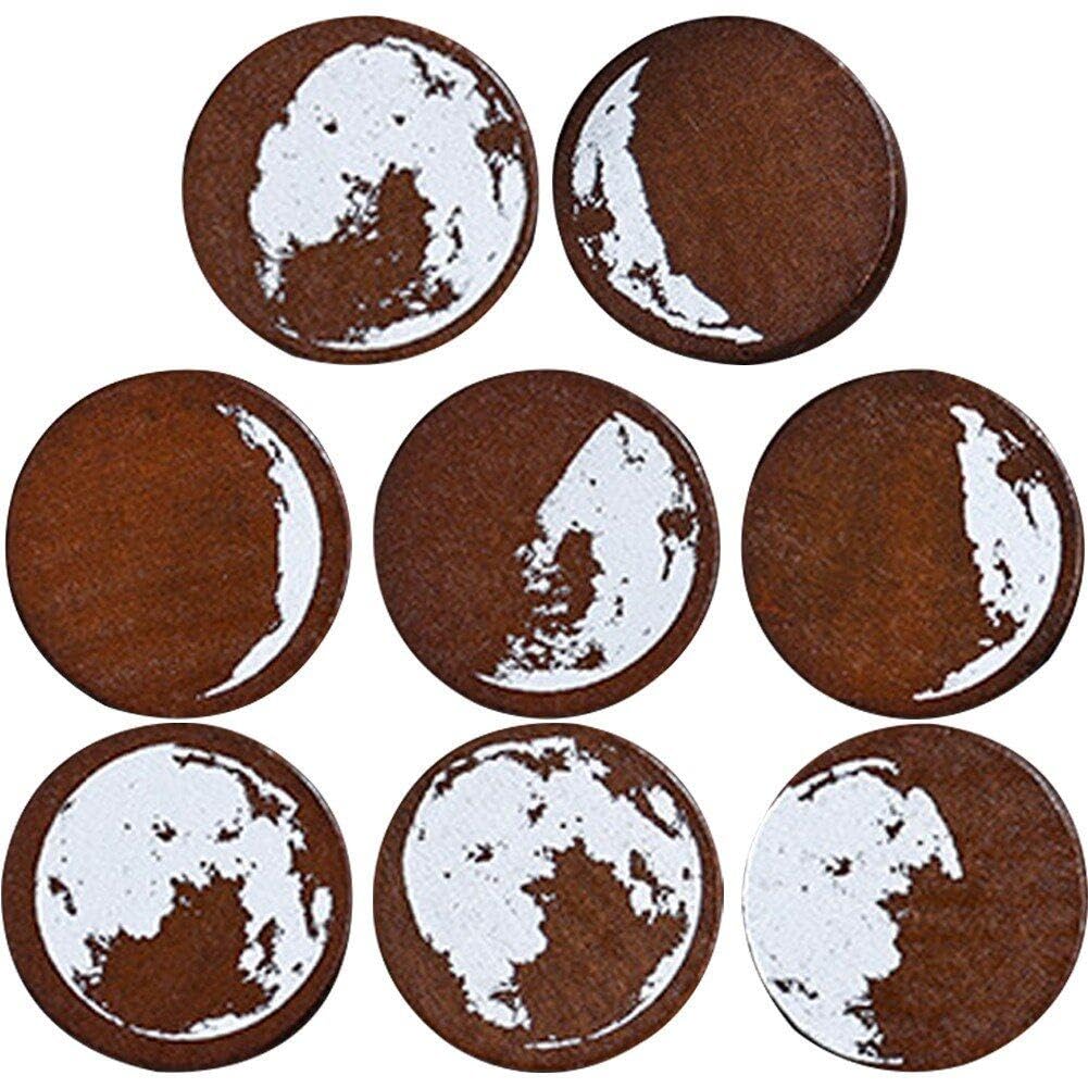 8pcs Rubber Stamp Decorative Round Moon Phase Stamp Rubber Stamps for DIY Printing Card Scrapbook Journal Decorting