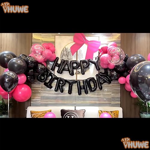 Miniatura 6 de Globo de feliz cumpleaños de 16 pulgadas, globos negros de feliz cumpleaños, pancarta de papel de aluminio para decoración de fiesta de cumpleaños