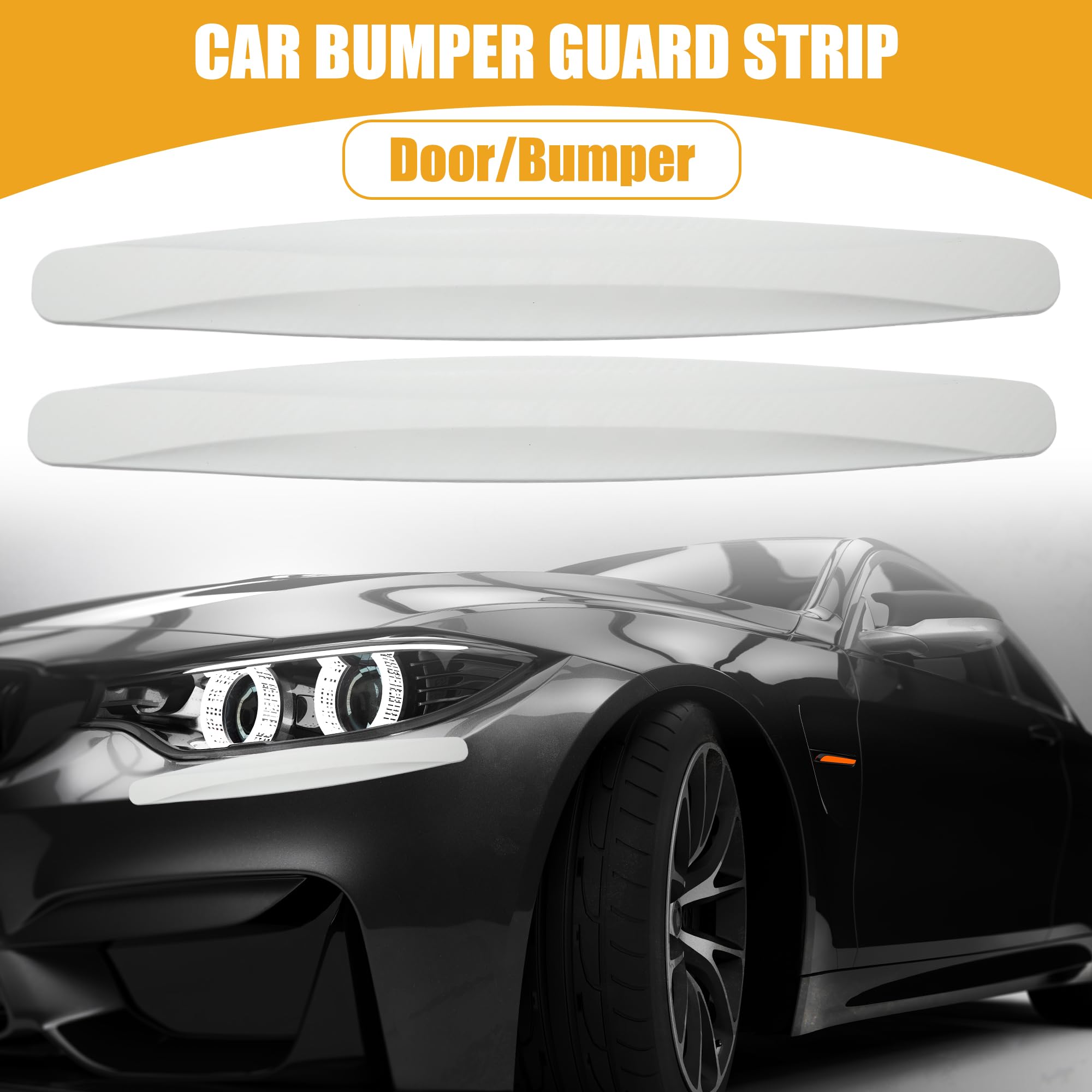 Partuto 2 Pcs 40cm Carbon Fiber Pattern Universal Bumper Guard Strips - SUV RV Car Truck Bumper Protector Patch Trim Anti-Collision Anti-Scratch - PVC White