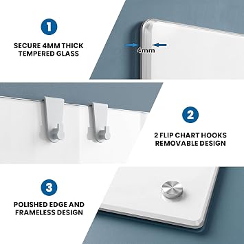 Large Glass Whiteboard, Enhanced Magnetism Glass Dry Erase Board for Wall, 72 x 48 Magnetic Pure White Tempered Glass Board, 6' x 4' Big White Board for Home, Office, School