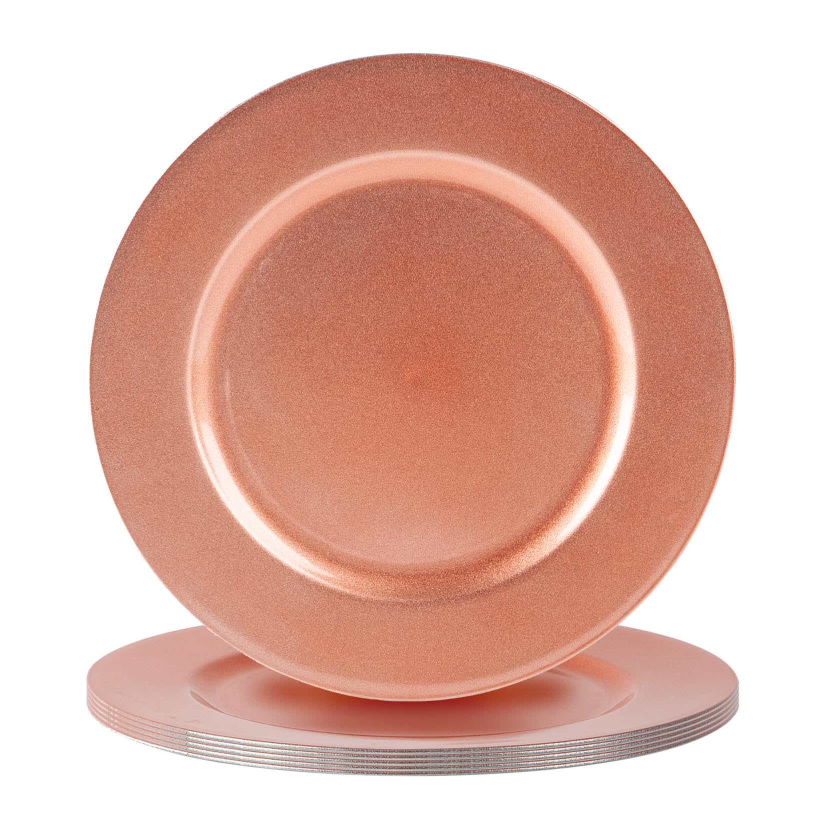 Argon Tableware Metallic Charger Plates - Rose Gold - 33cm - Pack of 6 - Metallic Finish Reusable Dining Table Setting Plates for Christmas, Party Celebrations, Restaurant Decor Placemats โ image 1