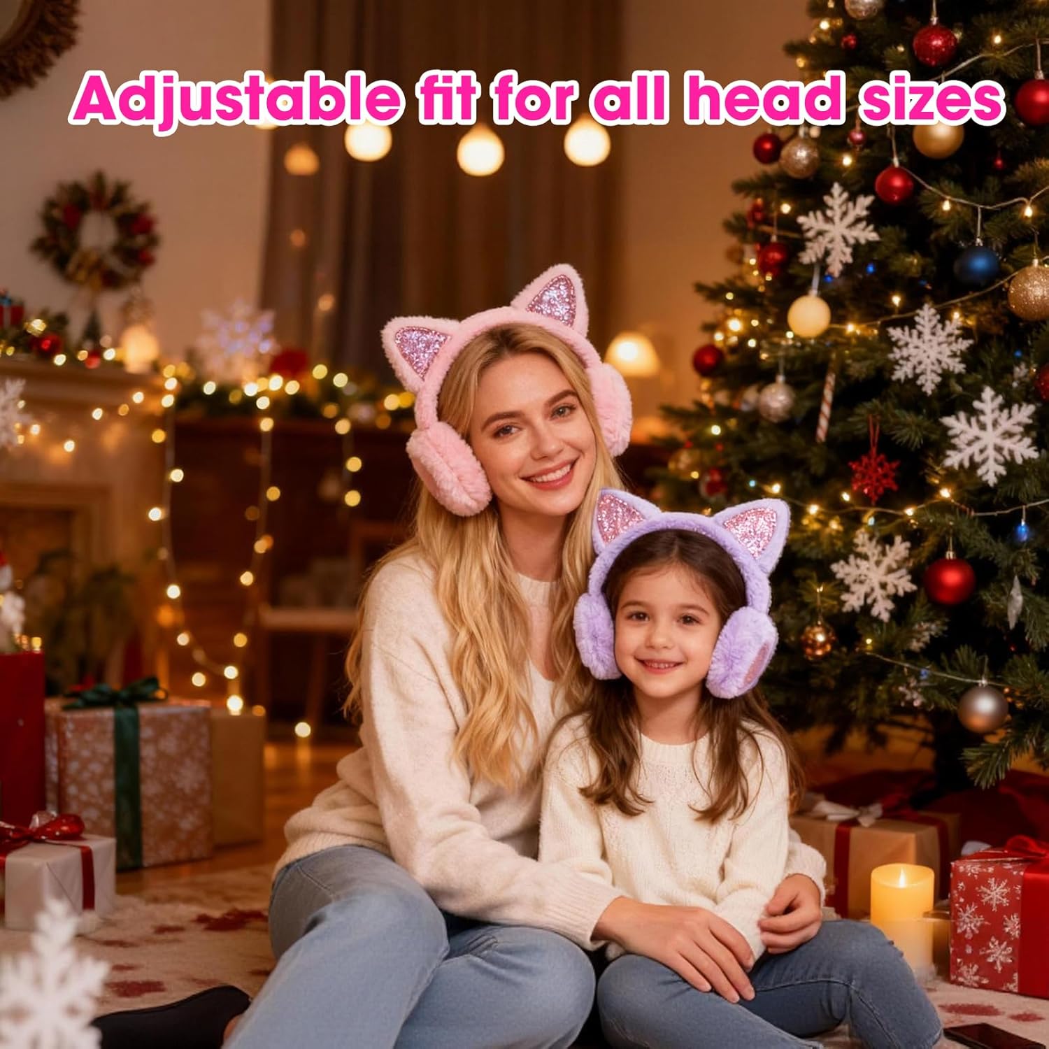 4Pcs Cute Cat Ear Earmuffs for Kids Fluffy Ear Muff for Women Ear Warmer Fluffy Ear Cover Outdoor Headband Winter Accessories - Image 4