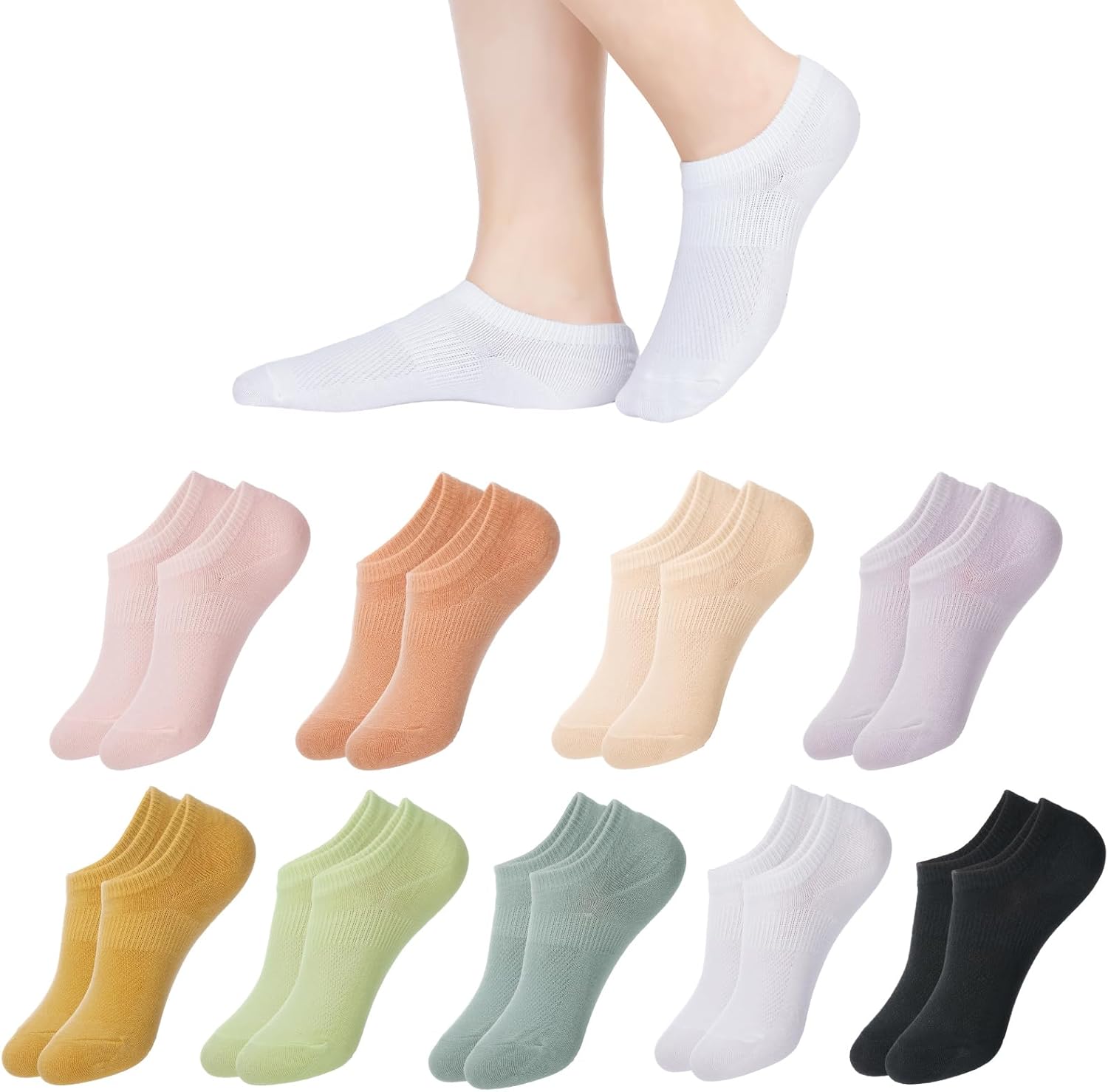 Zuimei 9 Pairs No Show Trainer Socks for Women Girls, Invisible Low Cut