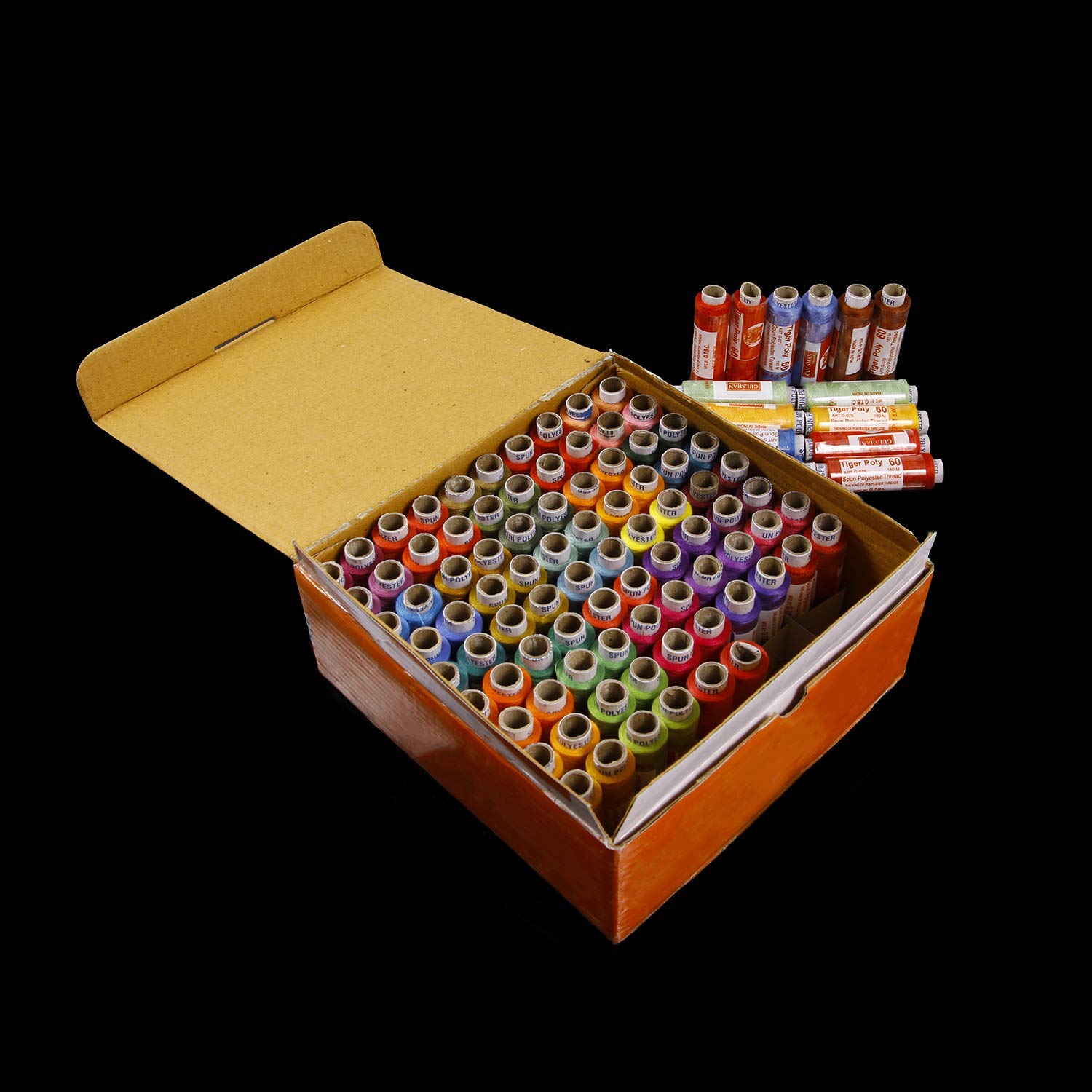 RSP Quality bit® Tiger Poly Brand Polyester Thread 100 Tube for Sewing & Art (Multicolor, 180Mtr)