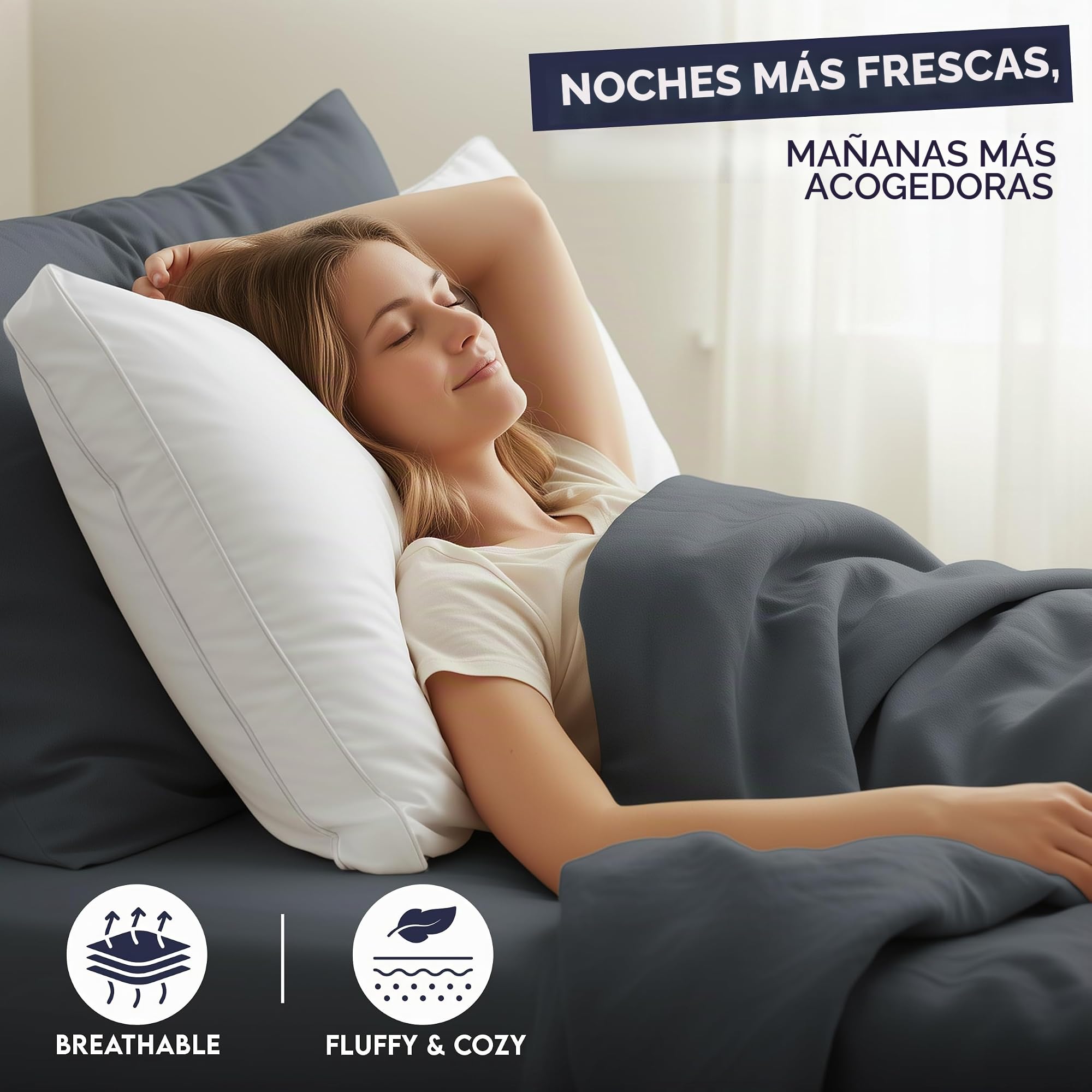 Utopia Bedding Almohadas de Cama para Dormir tamaño Queen (Blanco), Juego de 2, Calidad de Hotel refrescante, Almohada Reforzada para Dormir Boca Arriba, Boca Abajo o de Lado