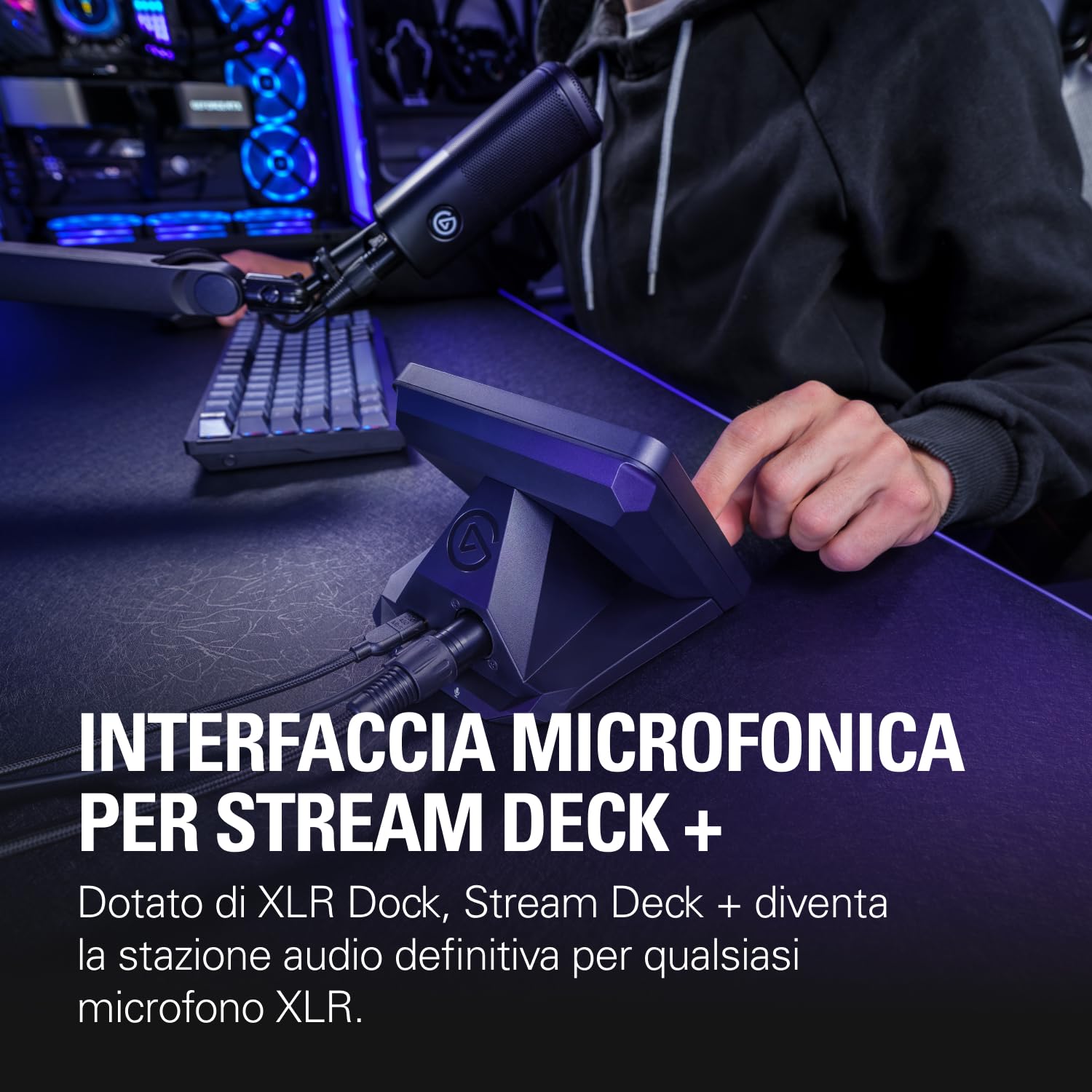 Elgato XLR Dock – Per Stream Deck +, interfaccia microfono da XLR a USB, mixer audio personalizzabile, guadagno di 75 dB/alimentazione phantom/Clipguard – Mac/PC, Stream Deck non incluso
