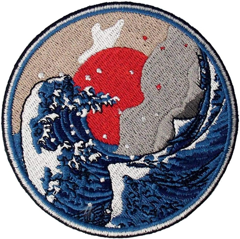 Great Wave Off Kanagawa Patch Embroidered Applique Badge Iron On Sew On Emblem