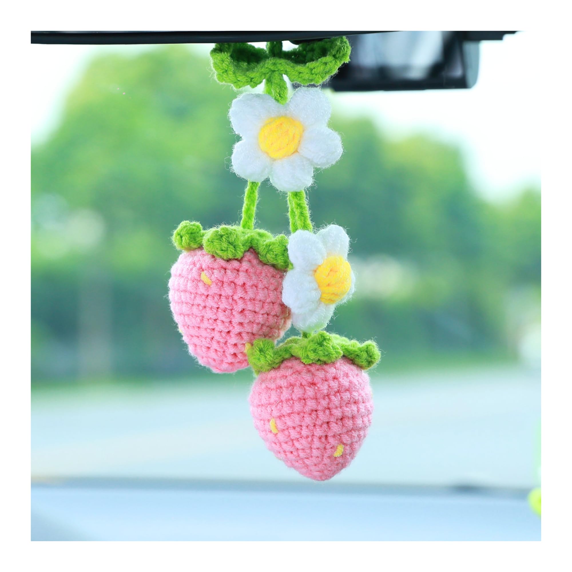 Amazon.com: Strawberry Car Mirror Ornament, Handmade Crochet Rear