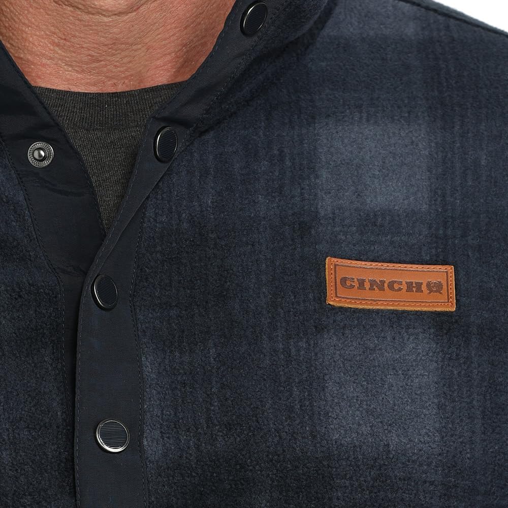 Cinch Men's Navy Plaid Fleece Pull Over - Image 4