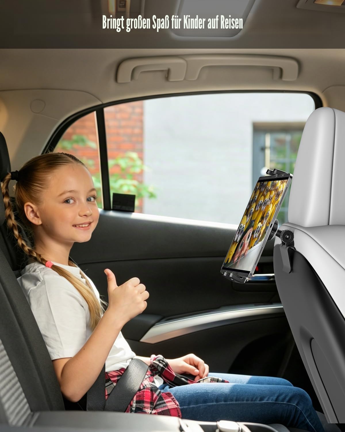 [Passgenau] Tablet Halterung für Tesla Model 3/Y, Rücksitz iPad Halter Auto, 360° Handyhalterung, Tesla Zubehör für iPad Pro 12.9/11, Air, Mini, Galaxy Tab, iPhone