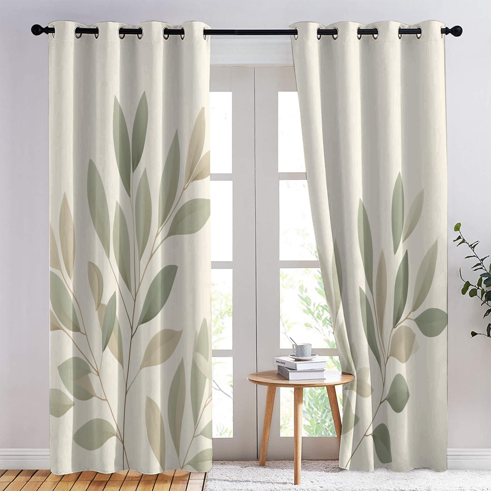 Blätter Vorhänge Botanische Blätter Modern Vorhang Blickdicht Gardinen Verdunklungsvorhänge mit Ösen Thermovorhang für Wohnzimmer Schlafzimmer Fenster Deko 2er Set H 245 x B 140 cm W#139