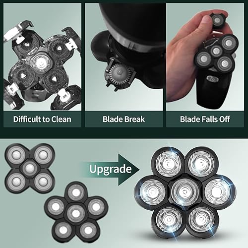 Miniatura 10 de Roziahome Cabezales de repuesto para cuchilla de afeitar, resistentes al agua, 7 cabezales, cuchillas de repuesto para cortadora de barba, cabezal