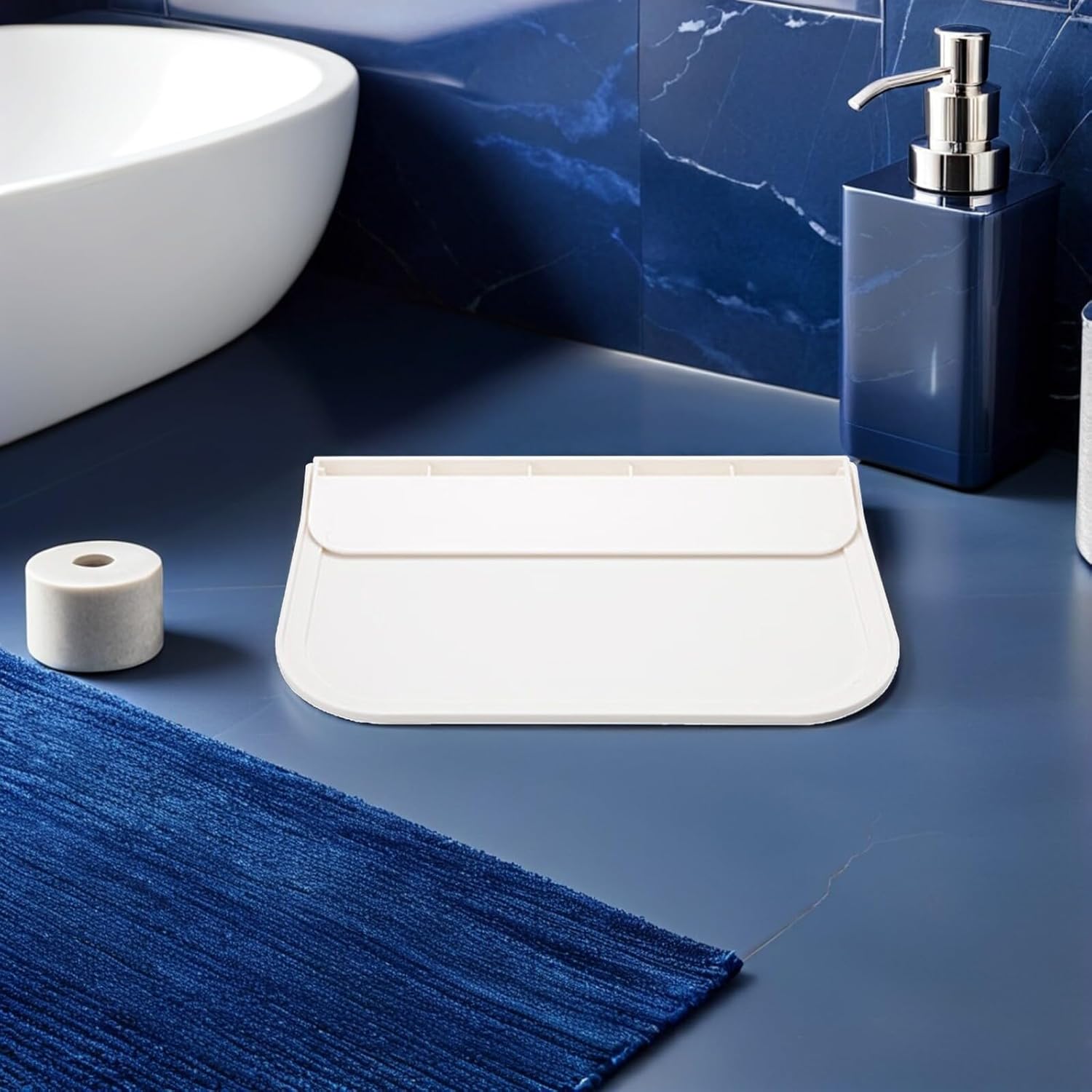 ULTECHNOVO Foldable Small Floating Wall Shelf 7.08X4.33 Inch No Drill Plastic Adhesive Organizer for Bathroom Kitchen Bedroom Display Storage