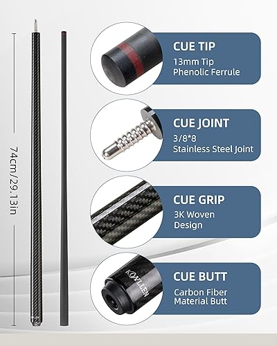 Miniatura 3 de KONLLEN Break Cue  58" 20oz Heavy Carbon Fiber Break Pool Cue, 13mm Phenolic Tip, 2-Piece Professional Design