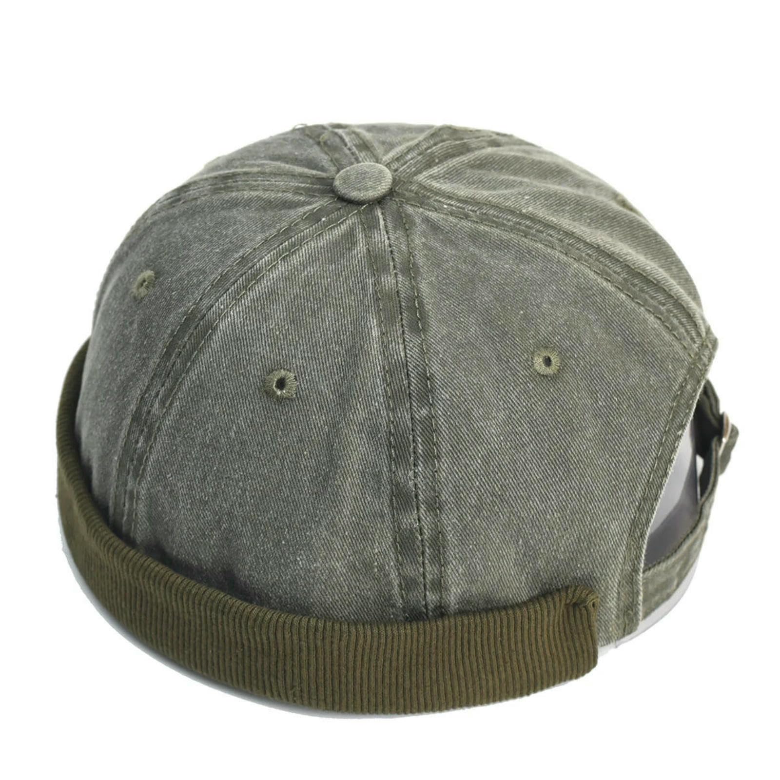 Docker caps denim vert sans bord au style vintage automnal