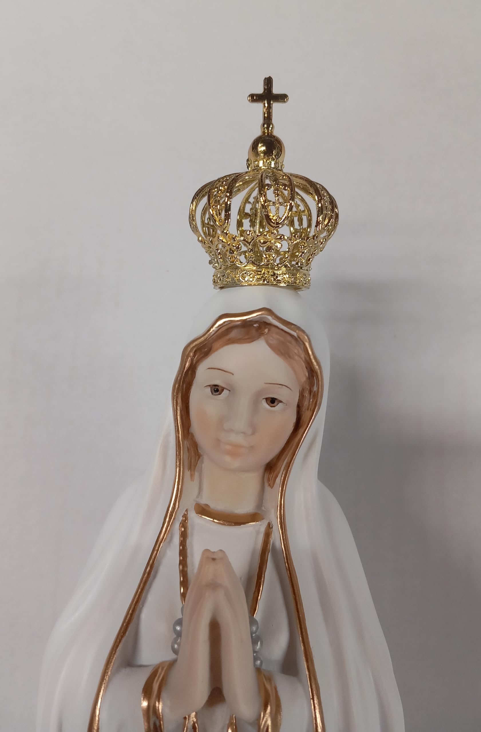 Generico ArteSacraCaravaggio Statua della Madonna di Fatima cm 37,5 in marmo resina decorata a mano di produzione artigianale