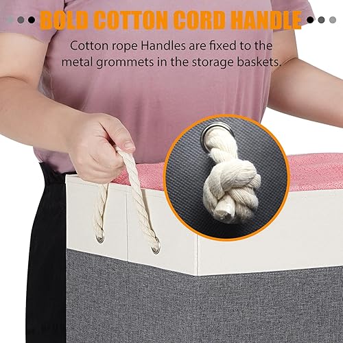 Miniatura 4 de ASXSONN Contenedores de almacenamiento extra grandes cestas de almacenamiento plegables para estantes contenedores de almacenamiento de armario con