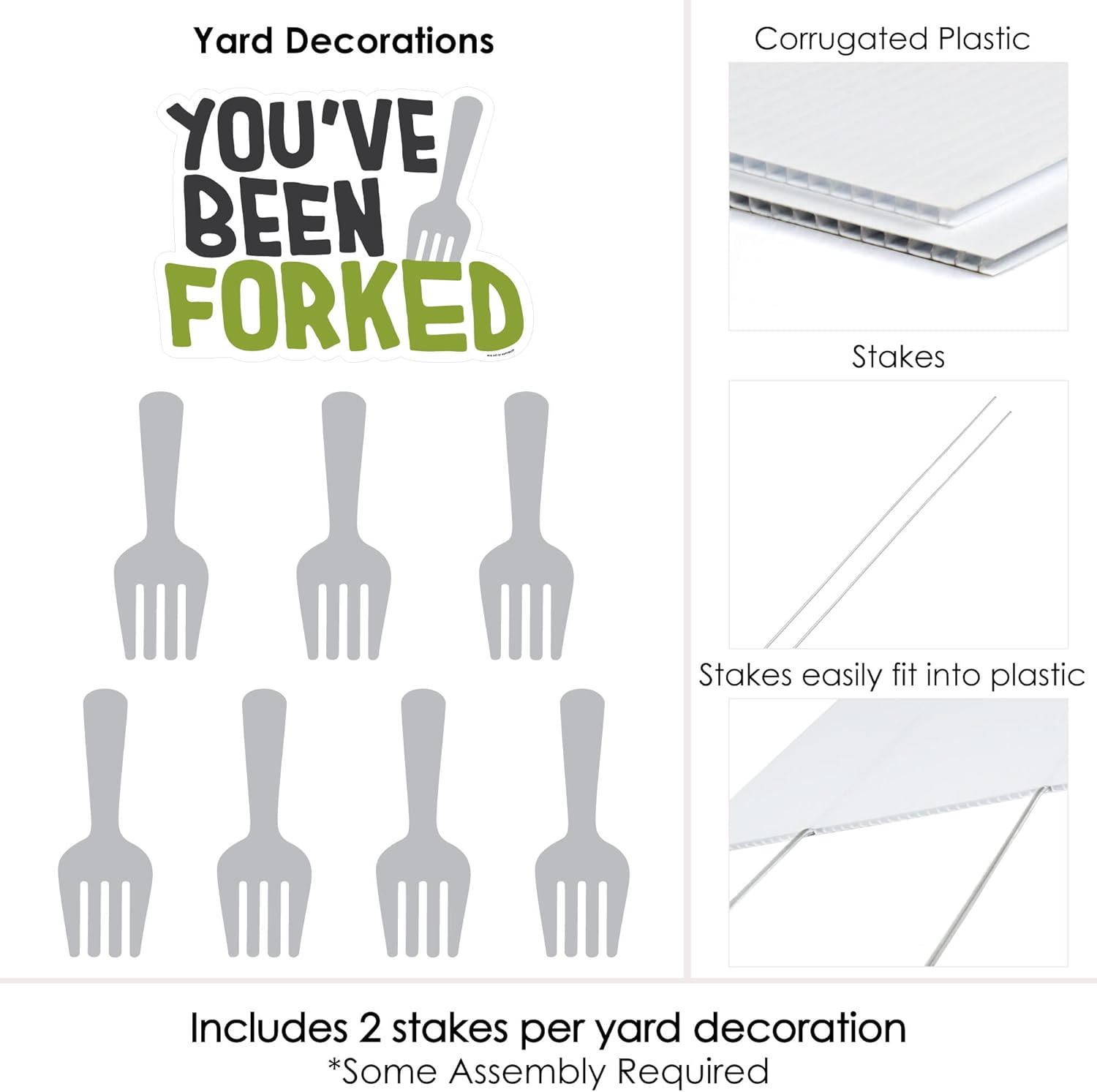 Big Dot of Happiness You've Been Forked - Yard Sign and Outdoor Lawn Decorations - Funny Fork Prank Yard Signs - Set of 8