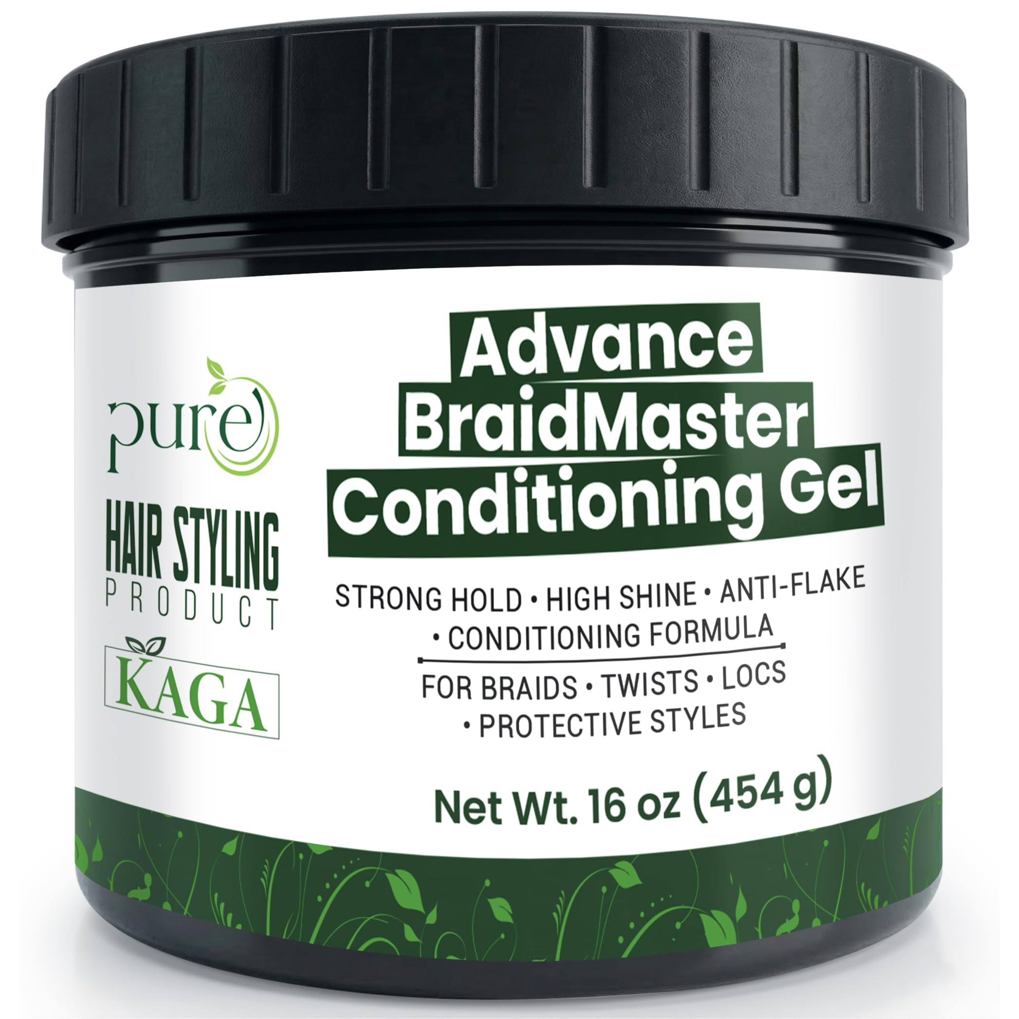 KAGA BraidMaster Conditioning Gel – Strong Hold Braiding Gel for Twists, Locs & Edges | No Flakes, No Crunch, High Shine | For Thick, Coarse & Textured Hair | 16oz Salon Size