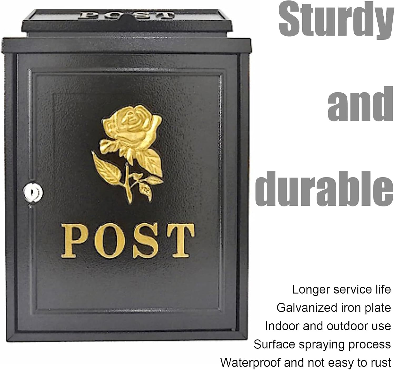 Mailboxes for Outside, Mailbox, Wall Mount Mailboxes for Outside, Residential Mailboxes, Outside Mailboxes, Metal Mailbox, European-Style Wall-Mounted Mailbox, Locking Security(White Horse)