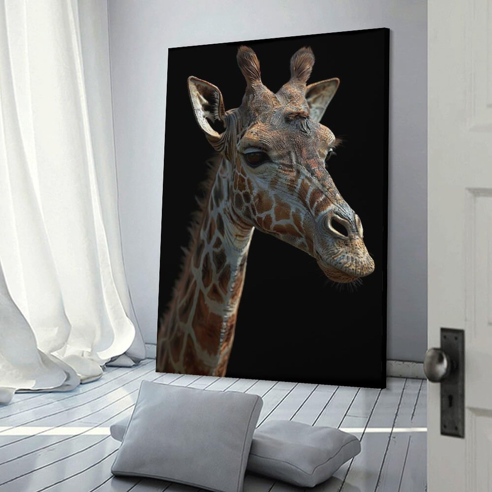 Junmoney Hanging Wall Art Giraffe(2), 24x36inch(60x90cm), for Small Homes, Bedrooms Or Open Spaces, Wall Decor with Flexible Room Appeal