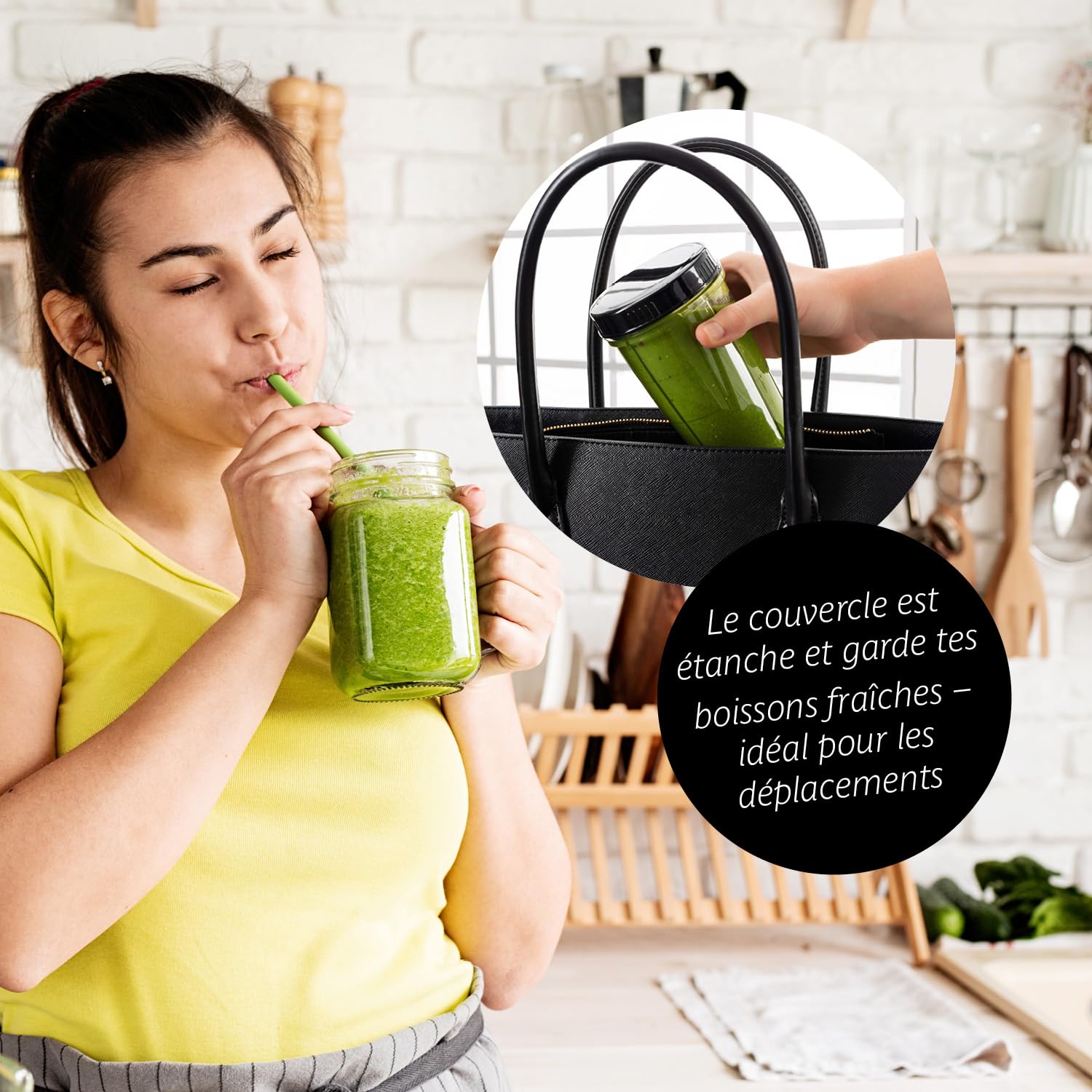 GOURMETmaxx Mr. Magic Mixer | Smoothie Maker avec paquet d'accessoires XXL | 18 pièces | Blender avec couvercles anti-fuite pour conserver la fraîcheur | Pour shakes, smoothies etc.