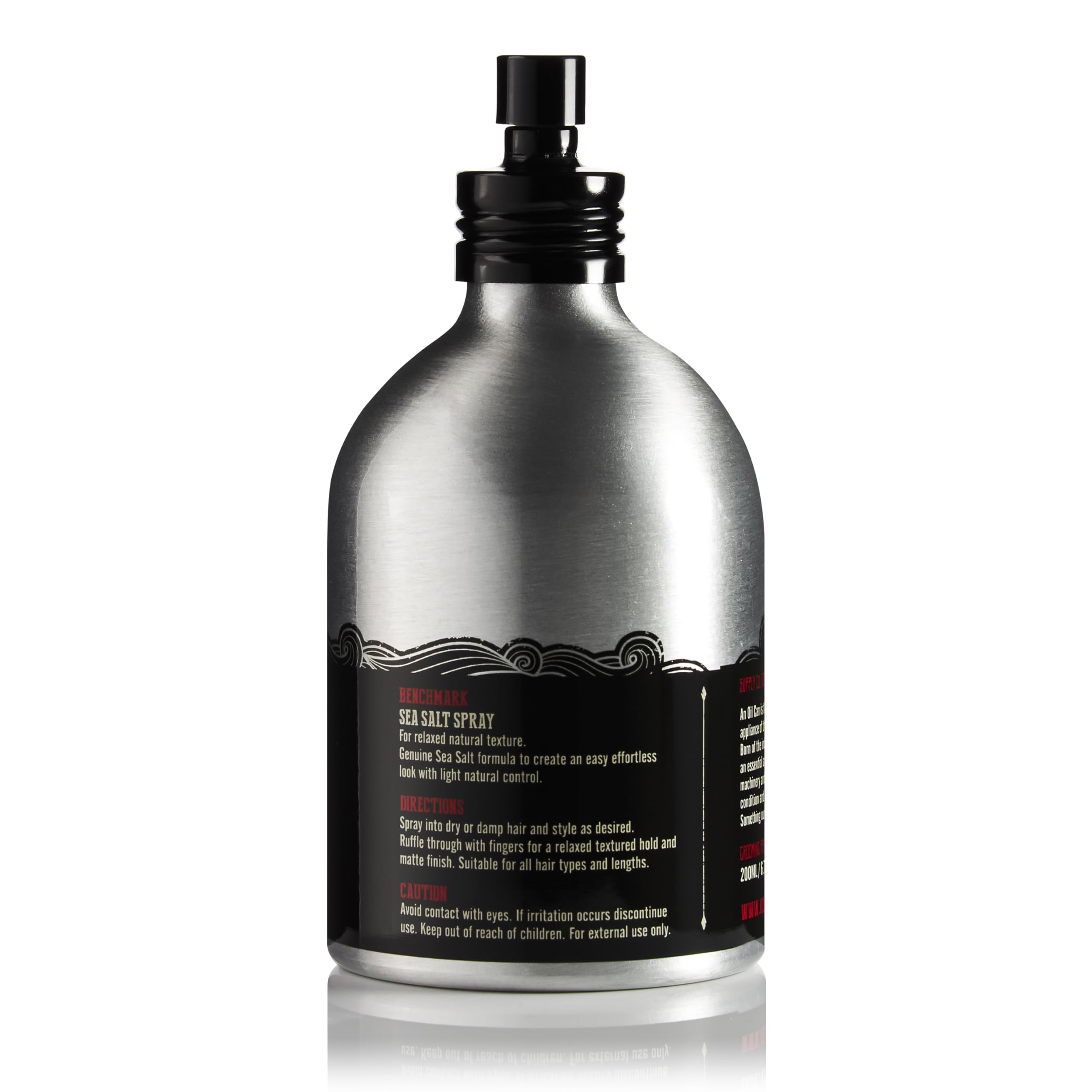 Oil Can Grooming Benchmark Spray z solą morską - spray do teksturowania dla objętości, matowy i lekki chwyt - wstępna stylizacja i efekt "powrotu z plaży" - 200 ml