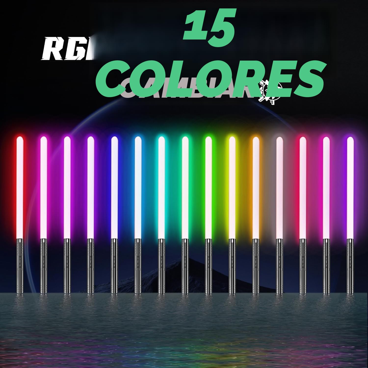 Sable de luz, Sable de luz RGB 15 Colores, USB Recargable con Sonido FX, Espada de luz, Juguete para niños, Halloween, Guerra Galaxia, Cosplay (60cm 2PC)