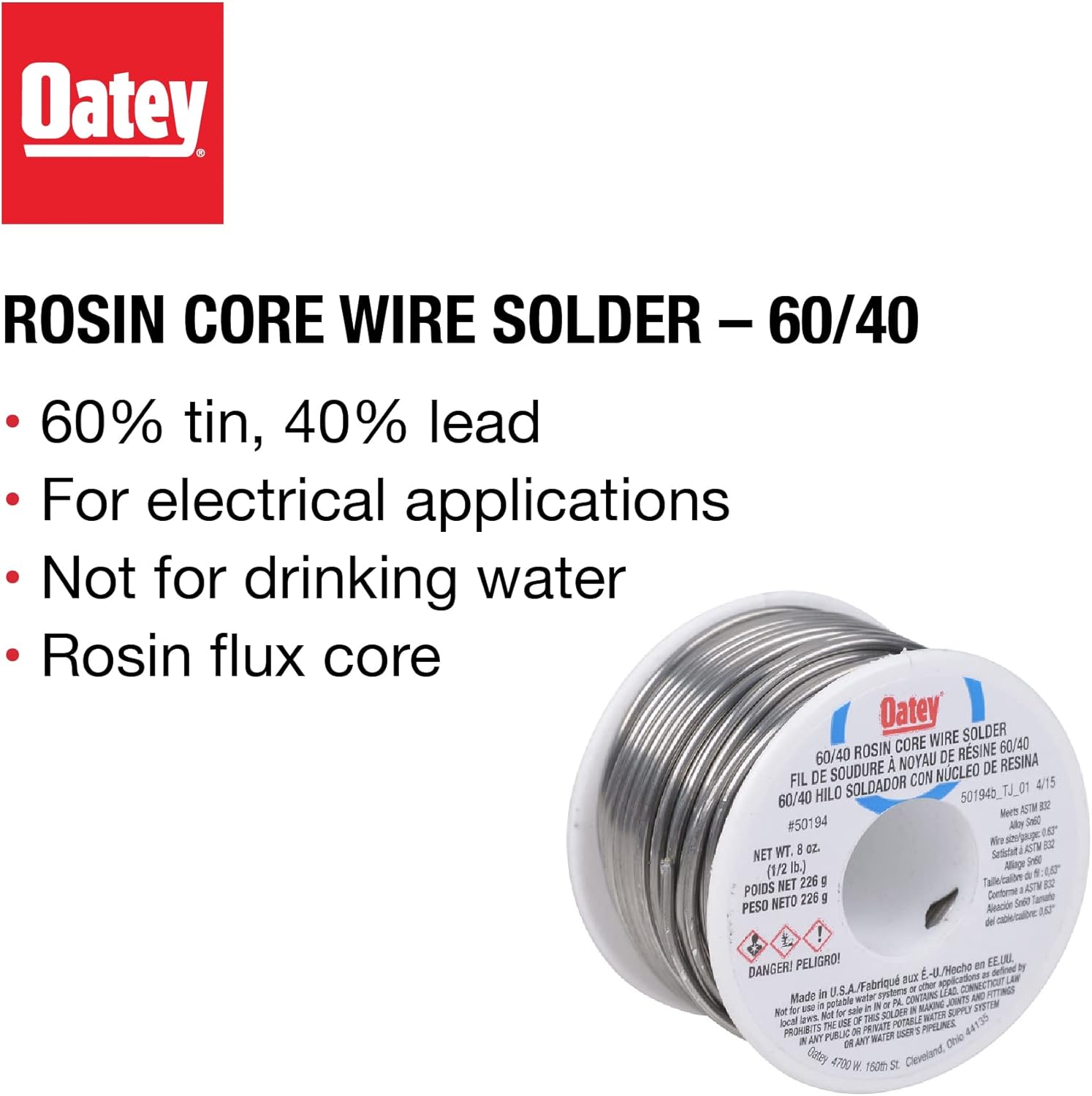Oatey 50194 Rosin Core Solder 60/40