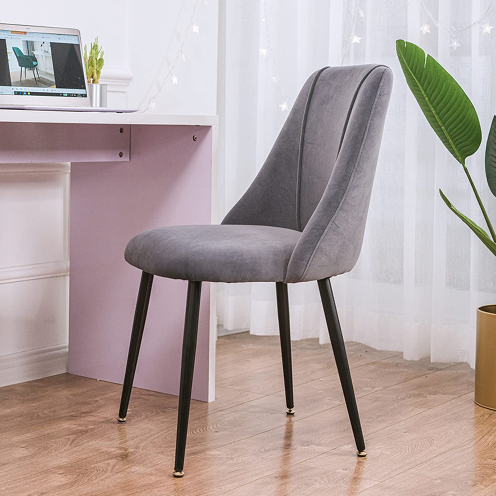 Amazon｜ブラックメタルレッグ付きベルベットダイニングチェア