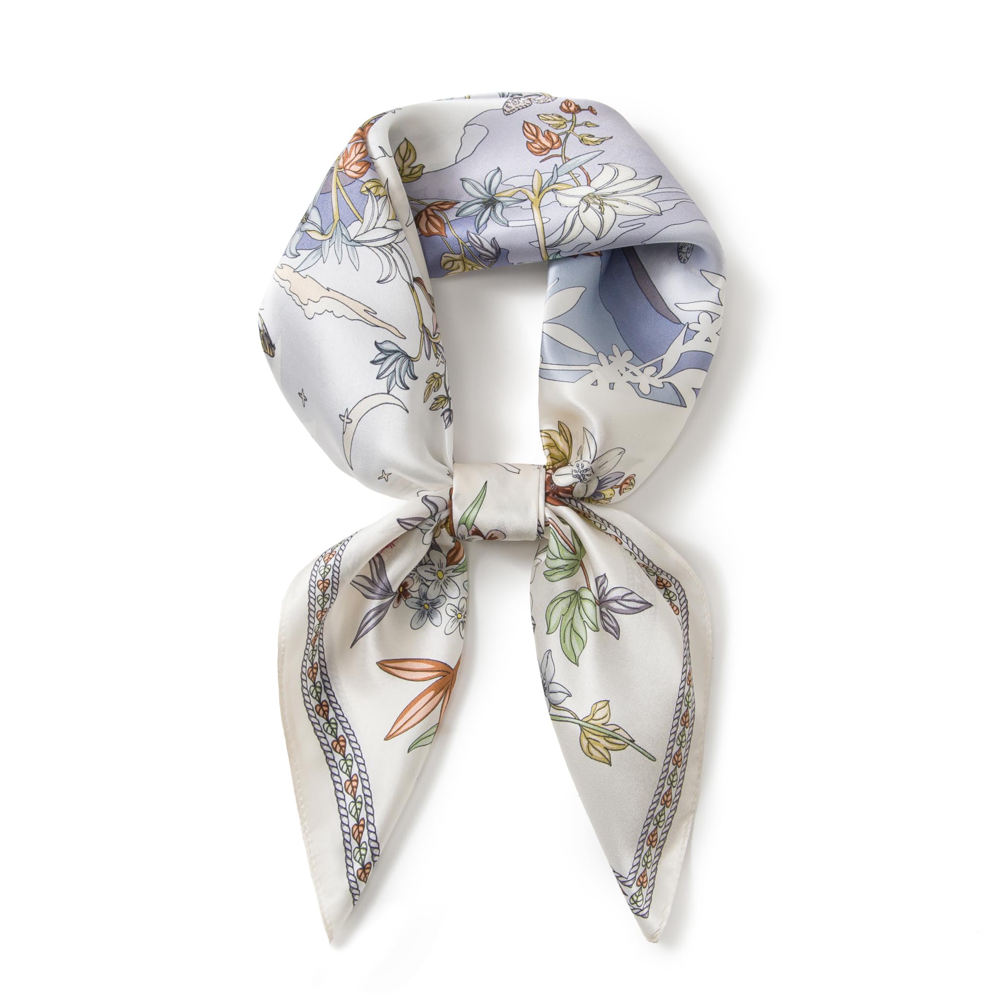 SHIROUYU 100% Mulberry Silk Square Scarf 26.5x26.5 inch