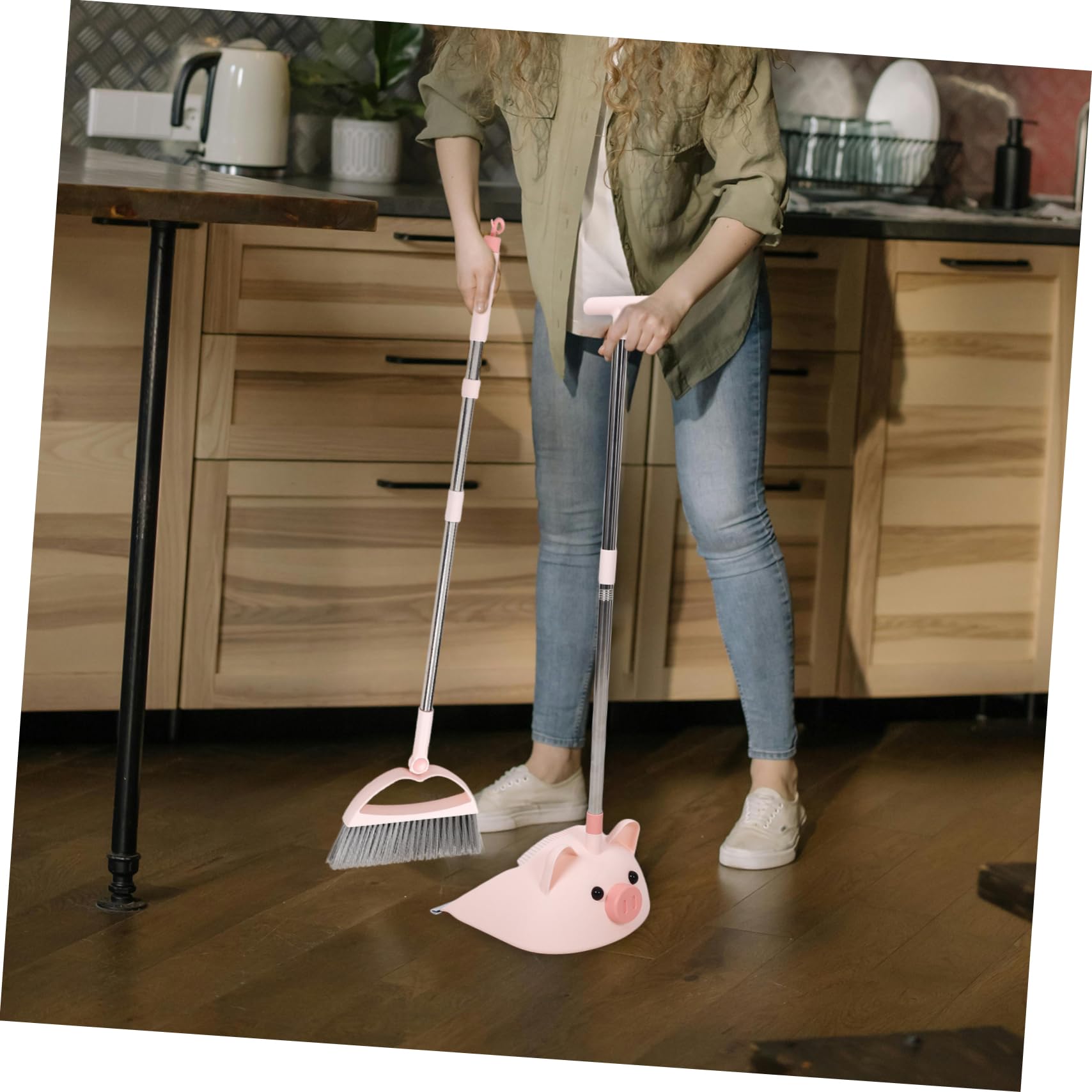 ORFOFE Indoor Broom Dustpan Set Compact Cleaning Tools for Boys and Girls and Toddlers