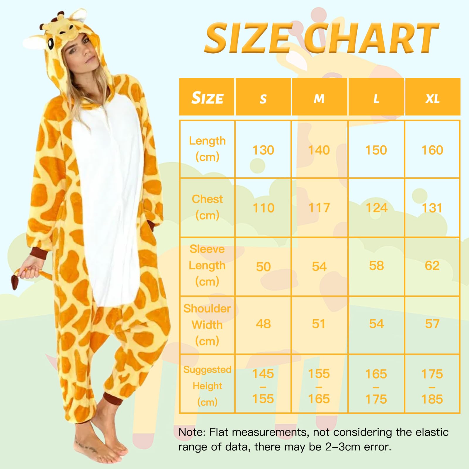 Tutukyle Pijama Jirafa Onesie Adulto- Unisex Disfraz Jirafa Animales Pijama Entero Cosplay Traje de Disfraz Animal para Disfraces de Carnaval Fiesta de Halloween Ropa de Dormir Navidad Mujer y Hombre